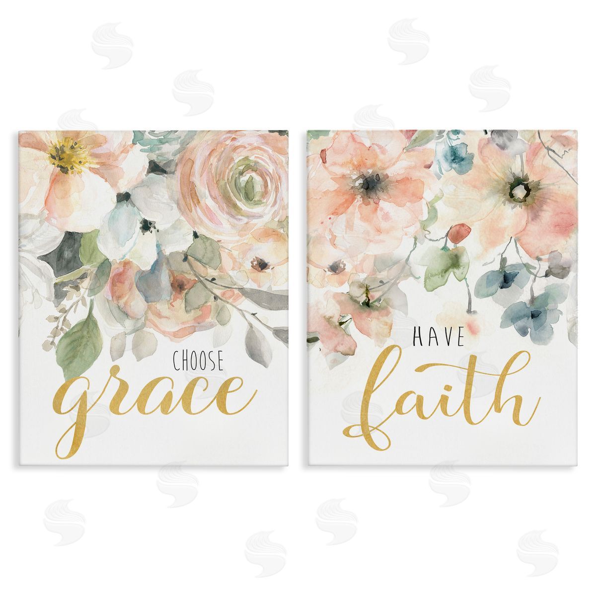 Spiritual Phrases on Florals Canvas Wall Art, Home Decor by Carol Robinson