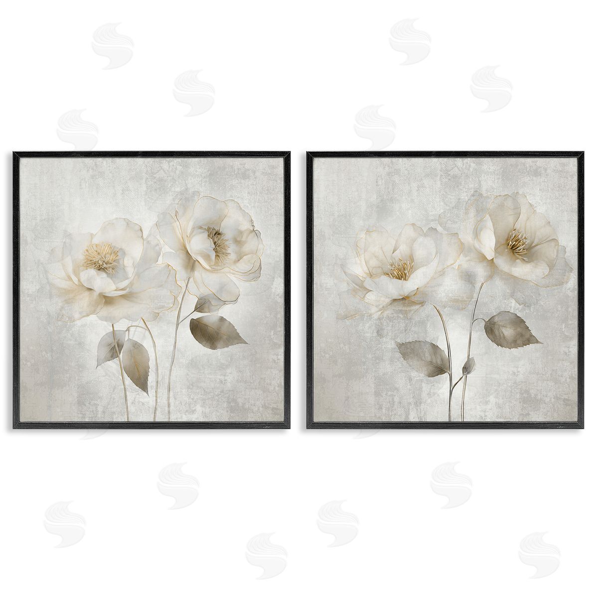 Soft Chic Roses Black Frame Print Wall Art, Home Decor by Irene Weisz