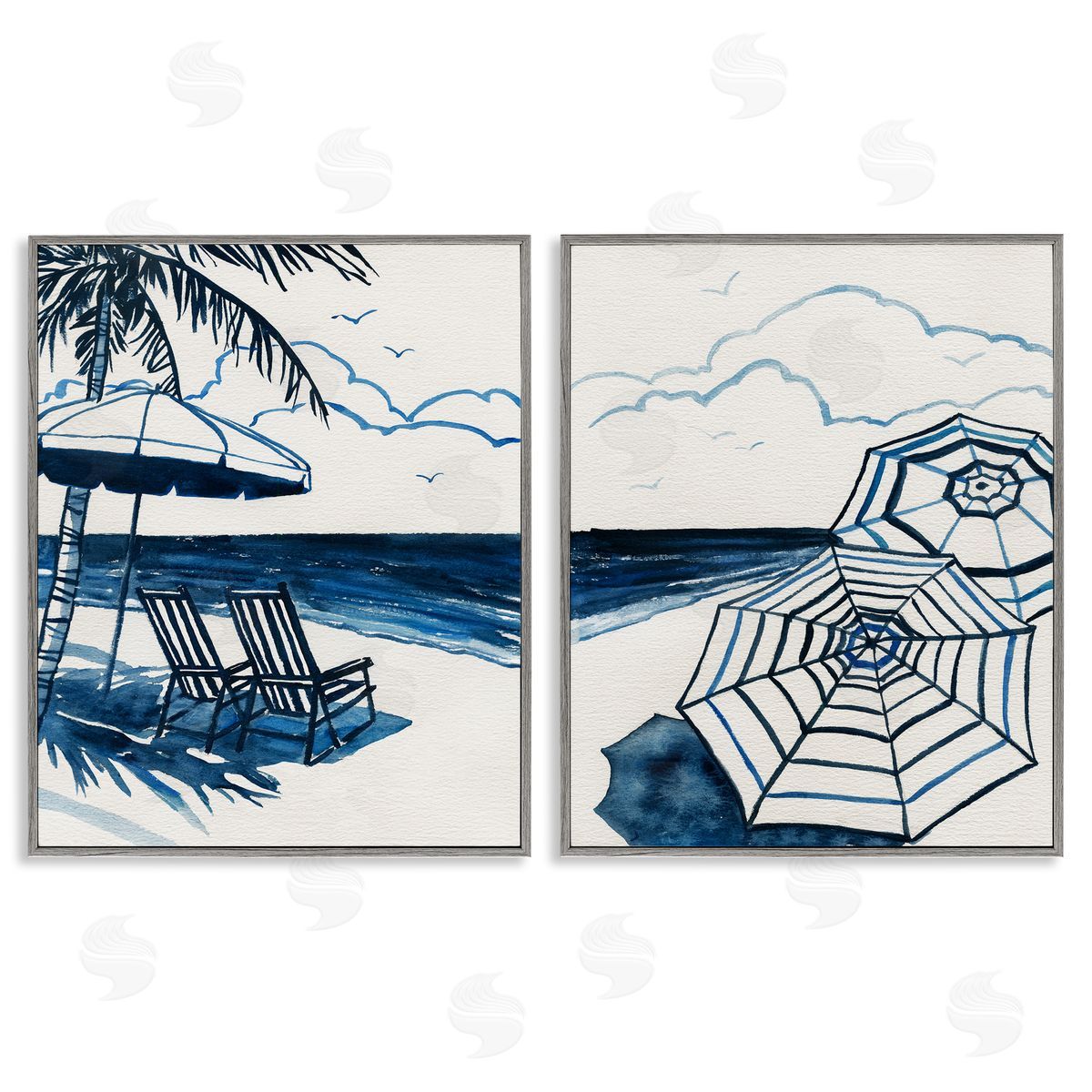 Tropical Ocean Views Grey Frame Print Wall Art, Home Decor by Carol Robinson