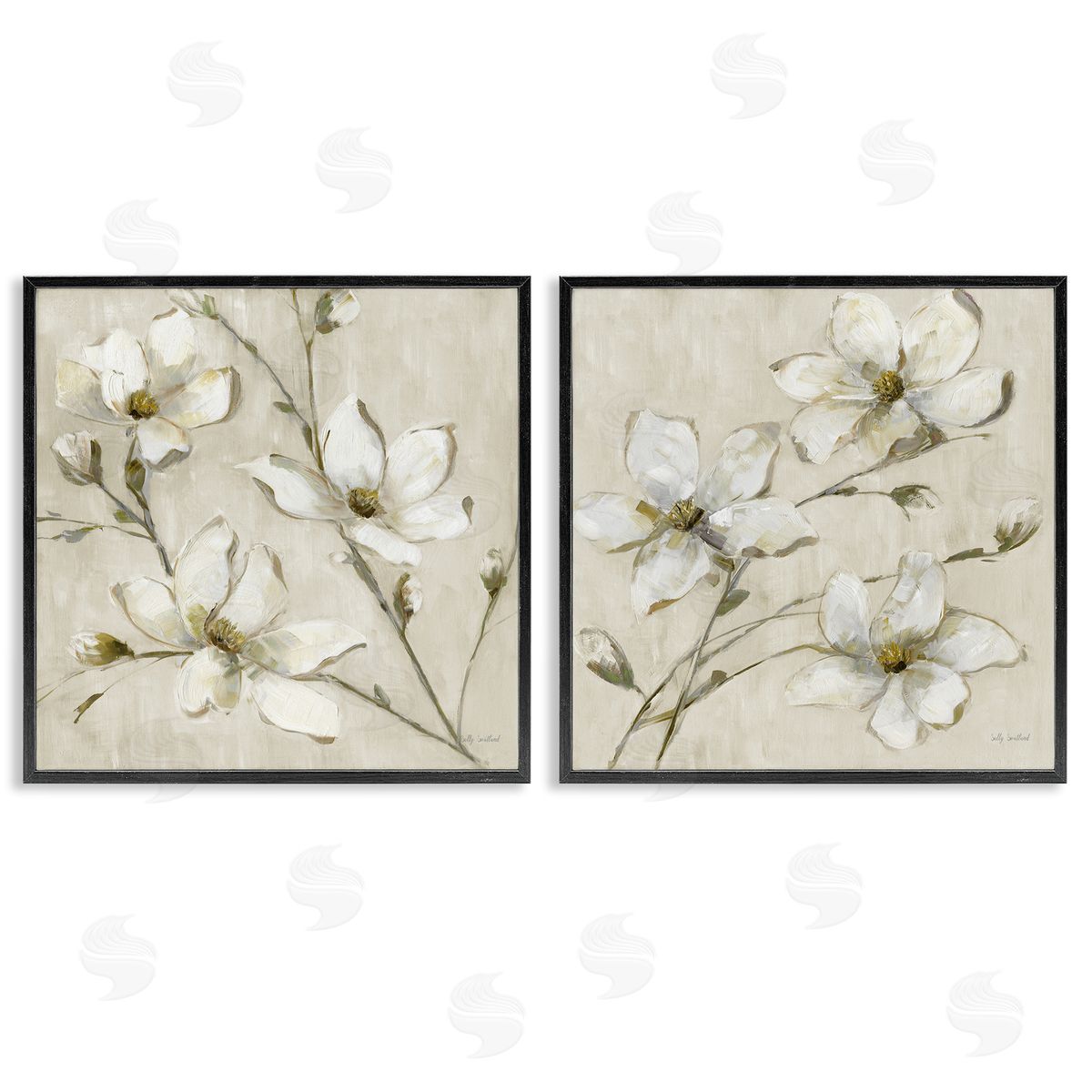 Outstretched Dogwood Branches Black Frame Print Wall Art, Home Decor by Sally Swatland