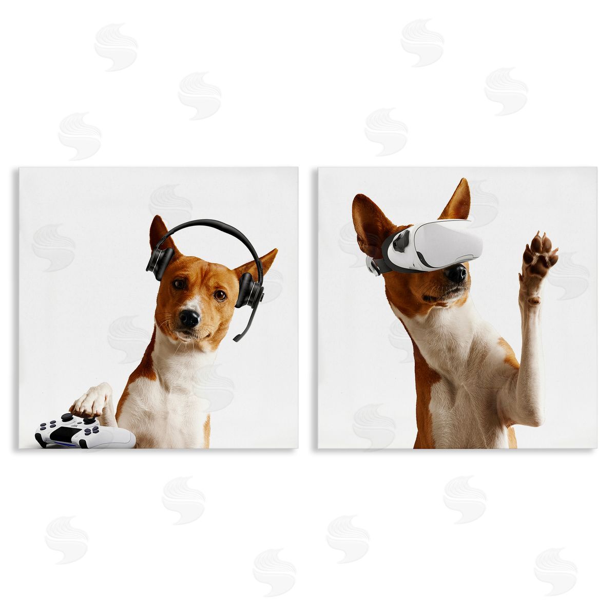 Video Game Dogs with VR Canvas Wall Art, Home Decor by CAD Designs