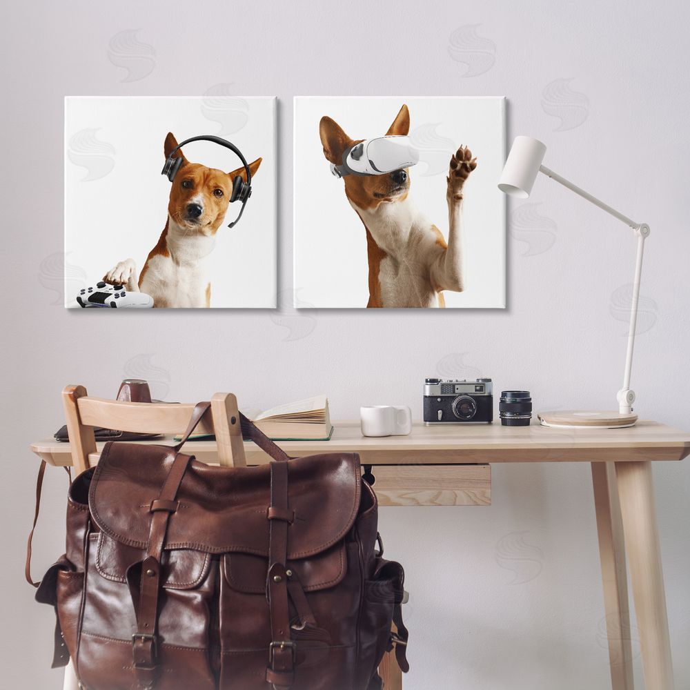CAD Designs Video Game Dogs with VR Printed Wall Art Set in Room