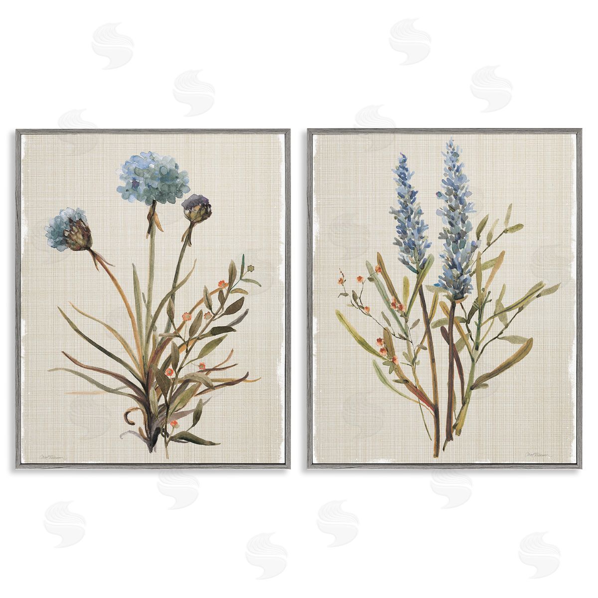 Natural Budding Blooms Grey Frame Print Wall Art, Home Decor by Carol Robinson