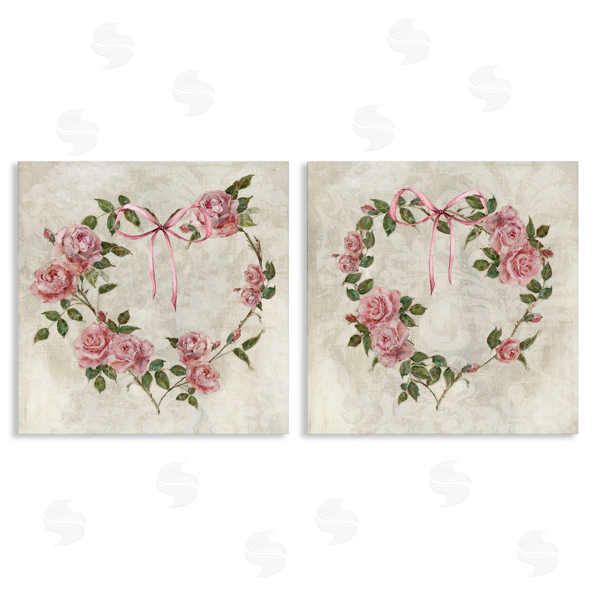 Heart Shaped Wreaths Canvas Wall Art, Home Decor by Sally Swatland