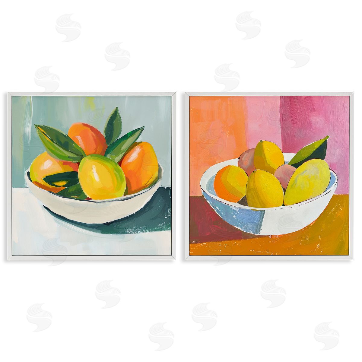 Fresh Fruits in Bowl White Frame Print Wall Art, Home Decor by Walker Noble