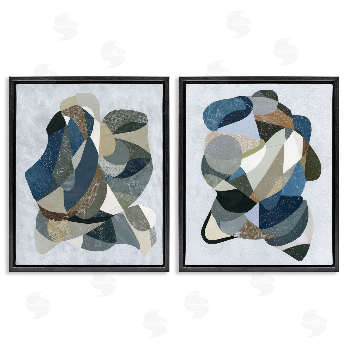 Neutral Geometric Patterns Black Floating Frame Canvas Wall Art, Home Decor by Coco Good