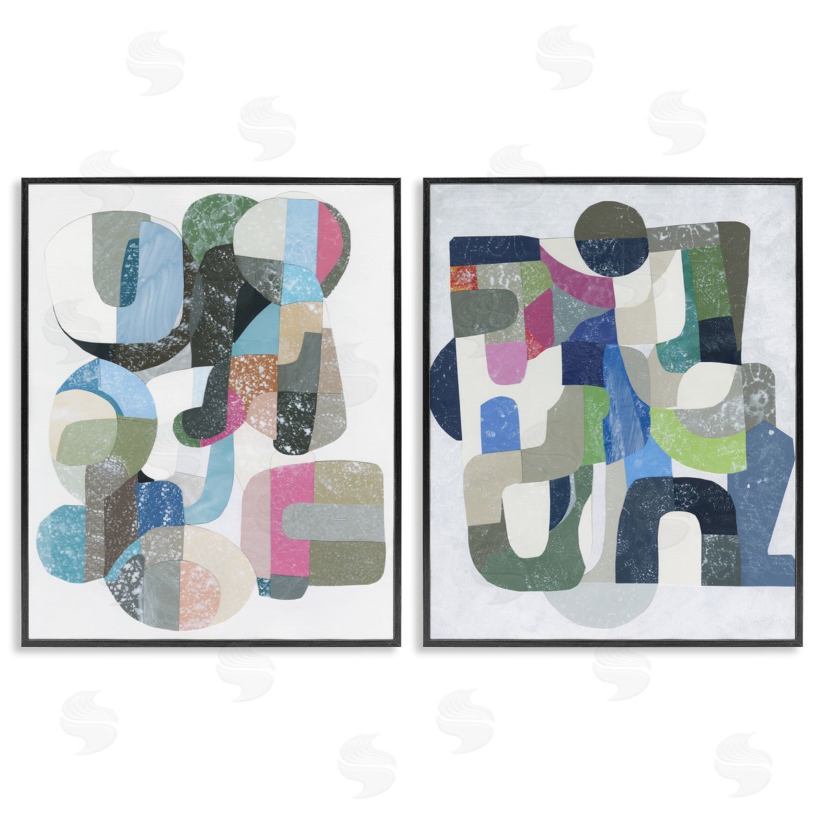Retro Pastel Geometrics Black Frame Print Wall Art, Home Decor by Coco Good