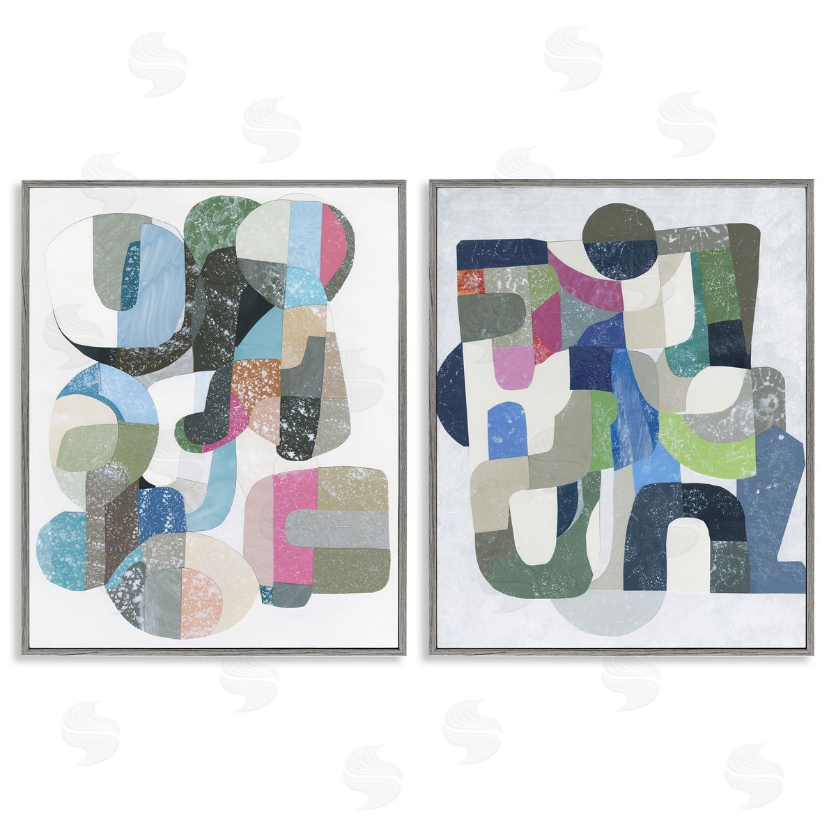 Retro Pastel Geometrics Grey Frame Print Wall Art, Home Decor by Coco Good