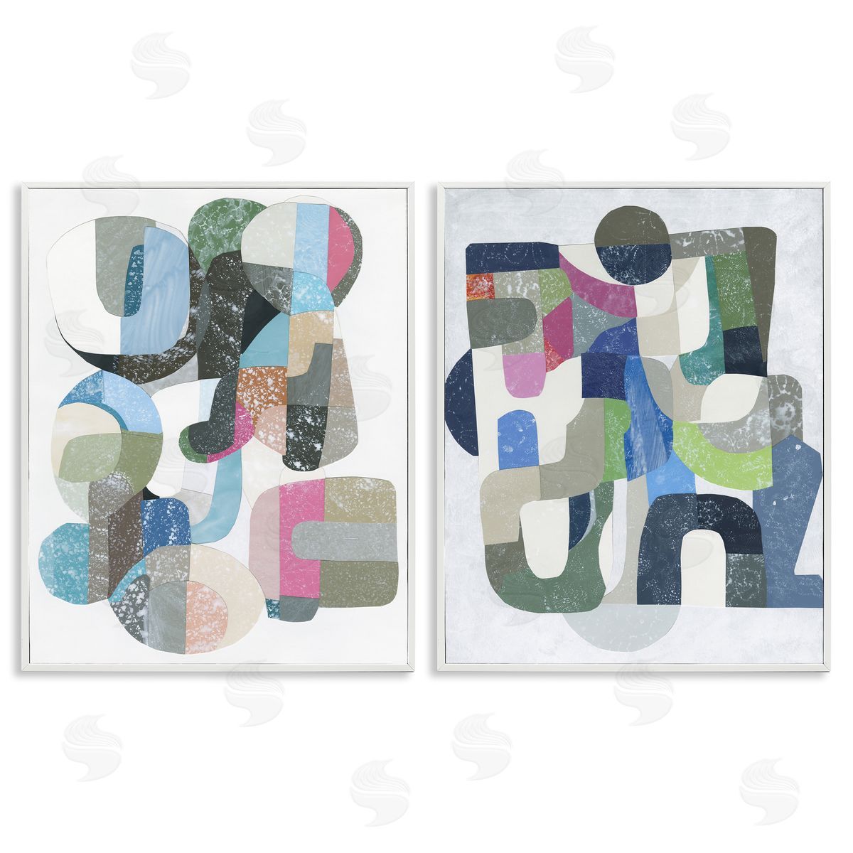 Retro Pastel Geometrics White Frame Print Wall Art, Home Decor by Coco Good