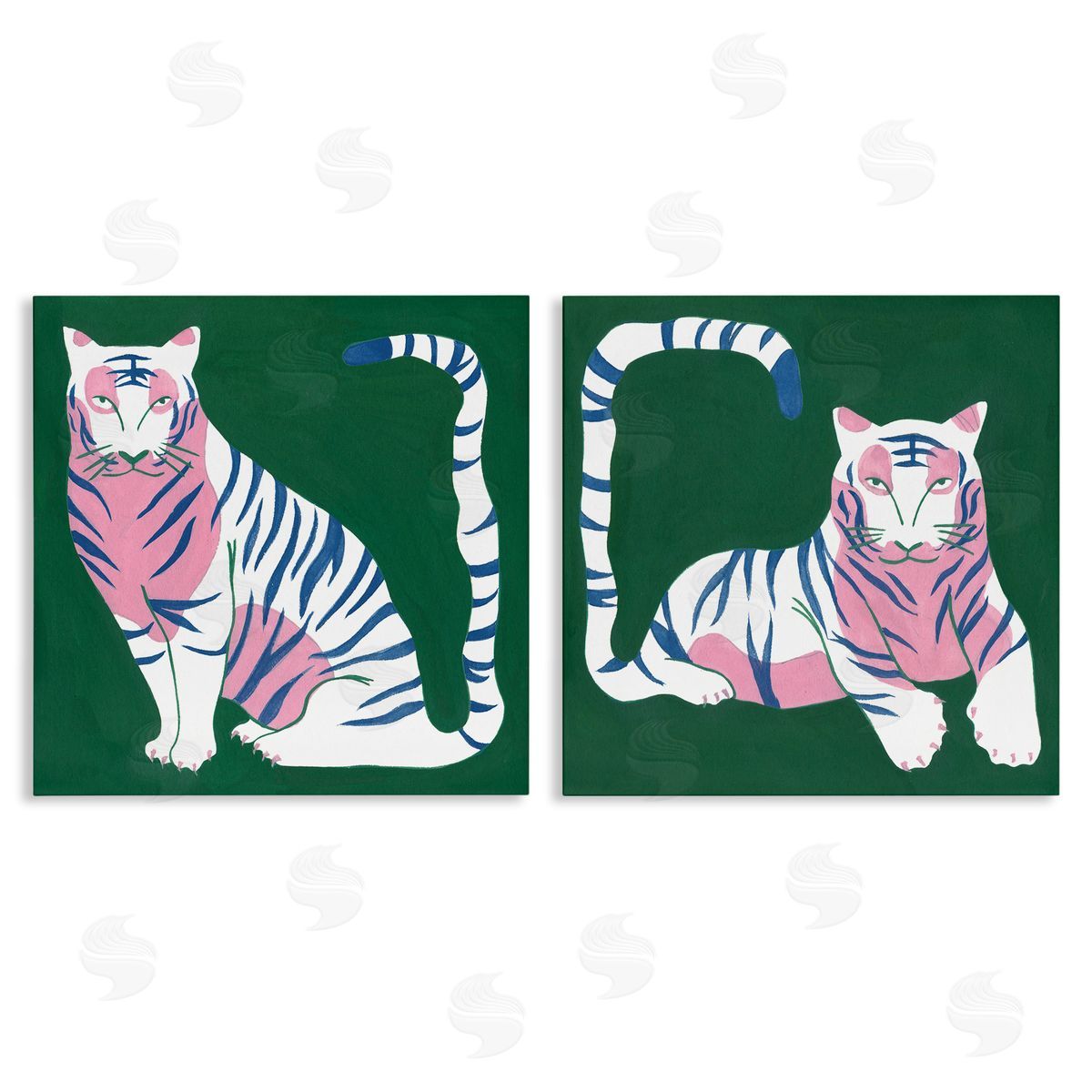 Fierce Lounging Tigers Canvas Wall Art, Home Decor by Melissa Wang