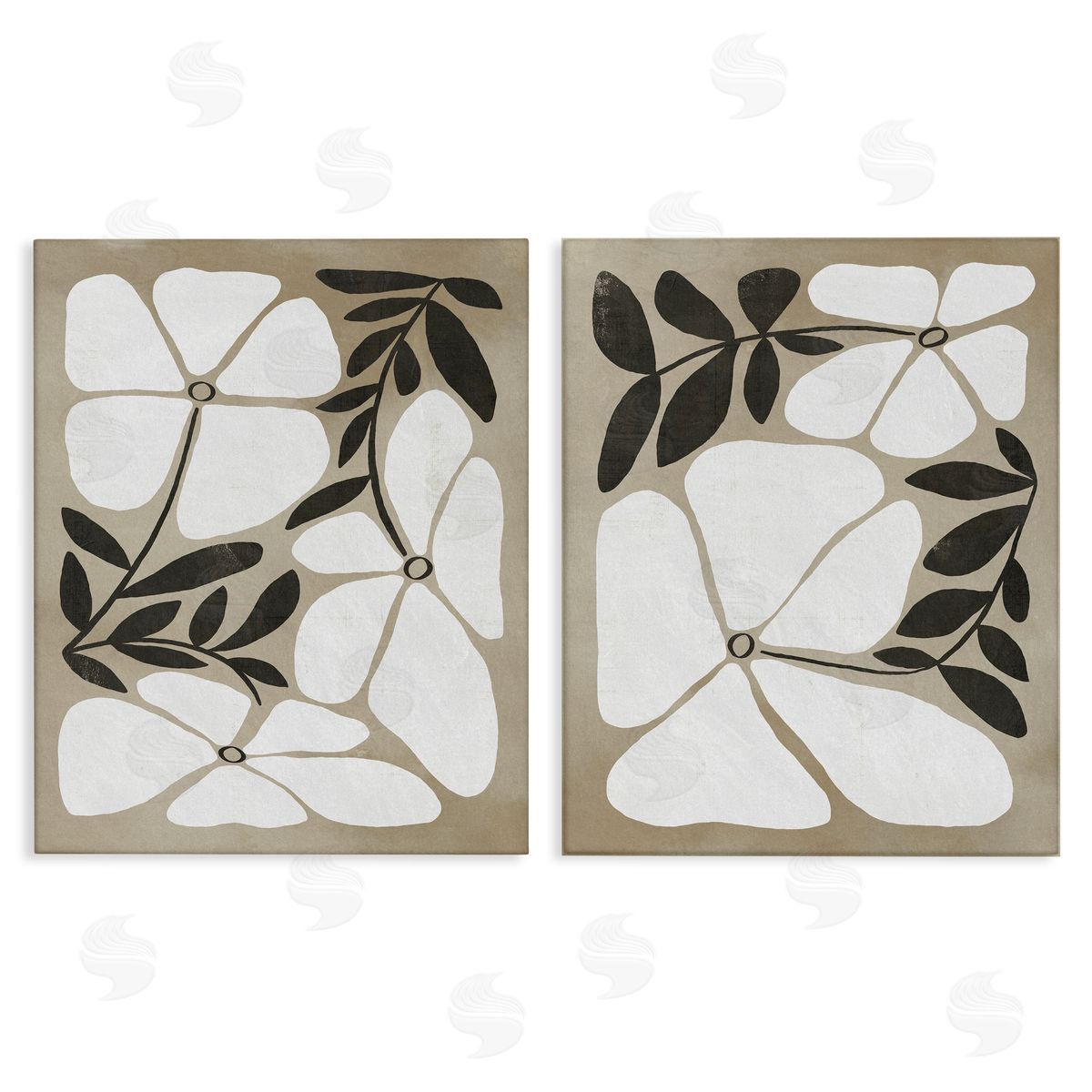 Neutral Bohemian Flowers Canvas Wall Art, Home Decor by Victoria Barnes