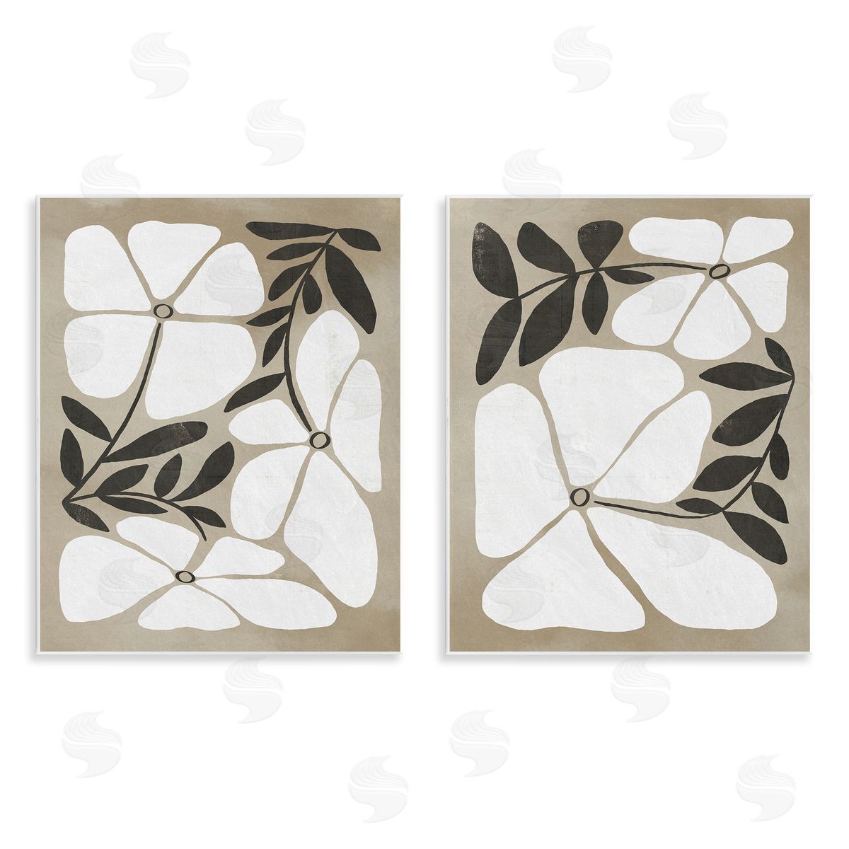Neutral Bohemian Flowers Wood Plaque Wall Art, Home Decor by Victoria Barnes