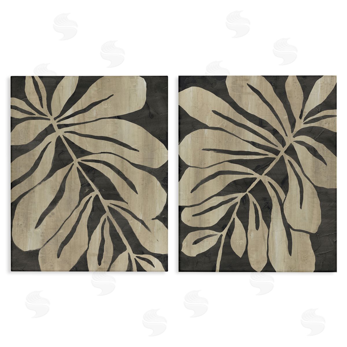 Rustic Curved Leaves Canvas Wall Art, Home Decor by June Erica Vess