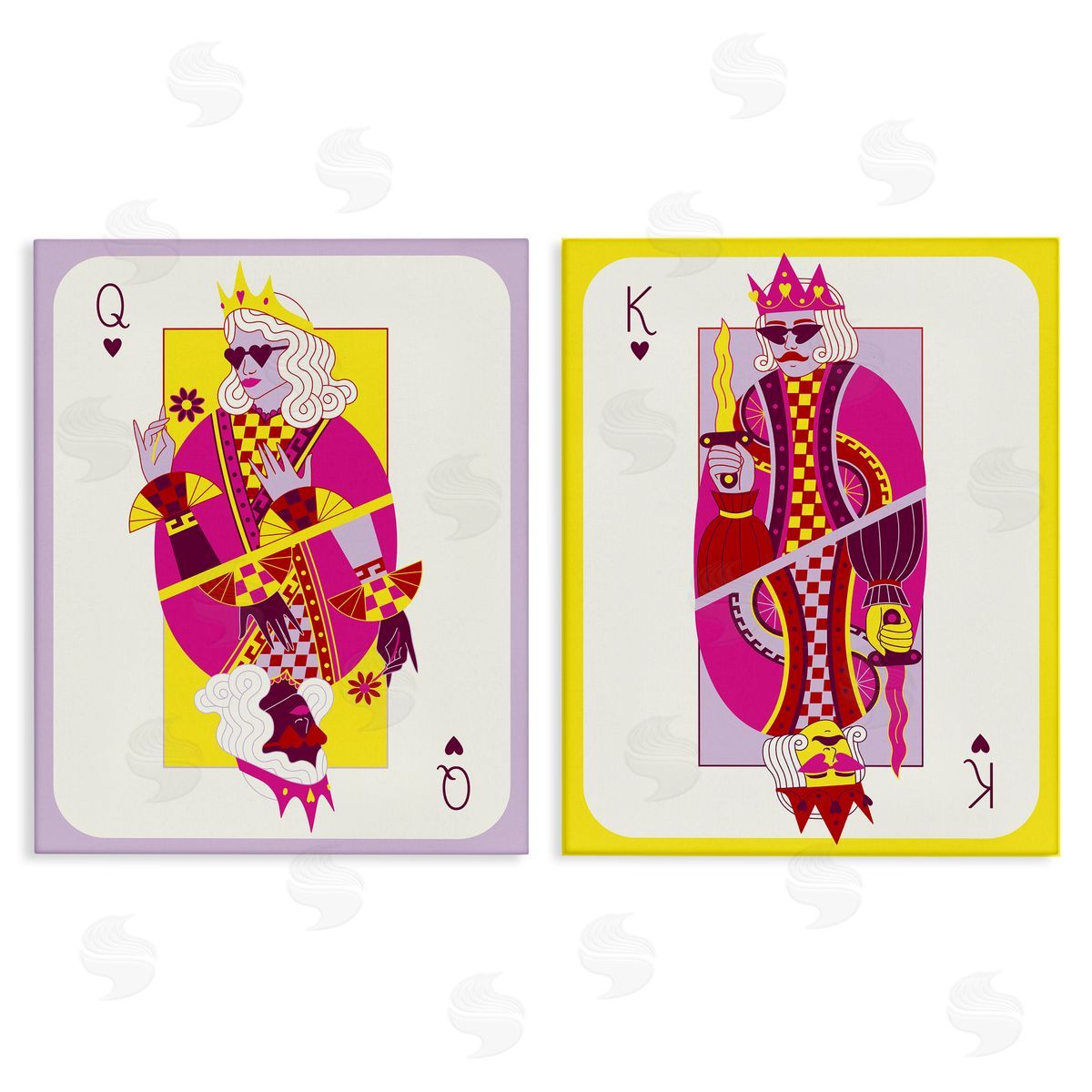 King & Queen Cards Canvas Wall Art, Home Decor by Grace Popp