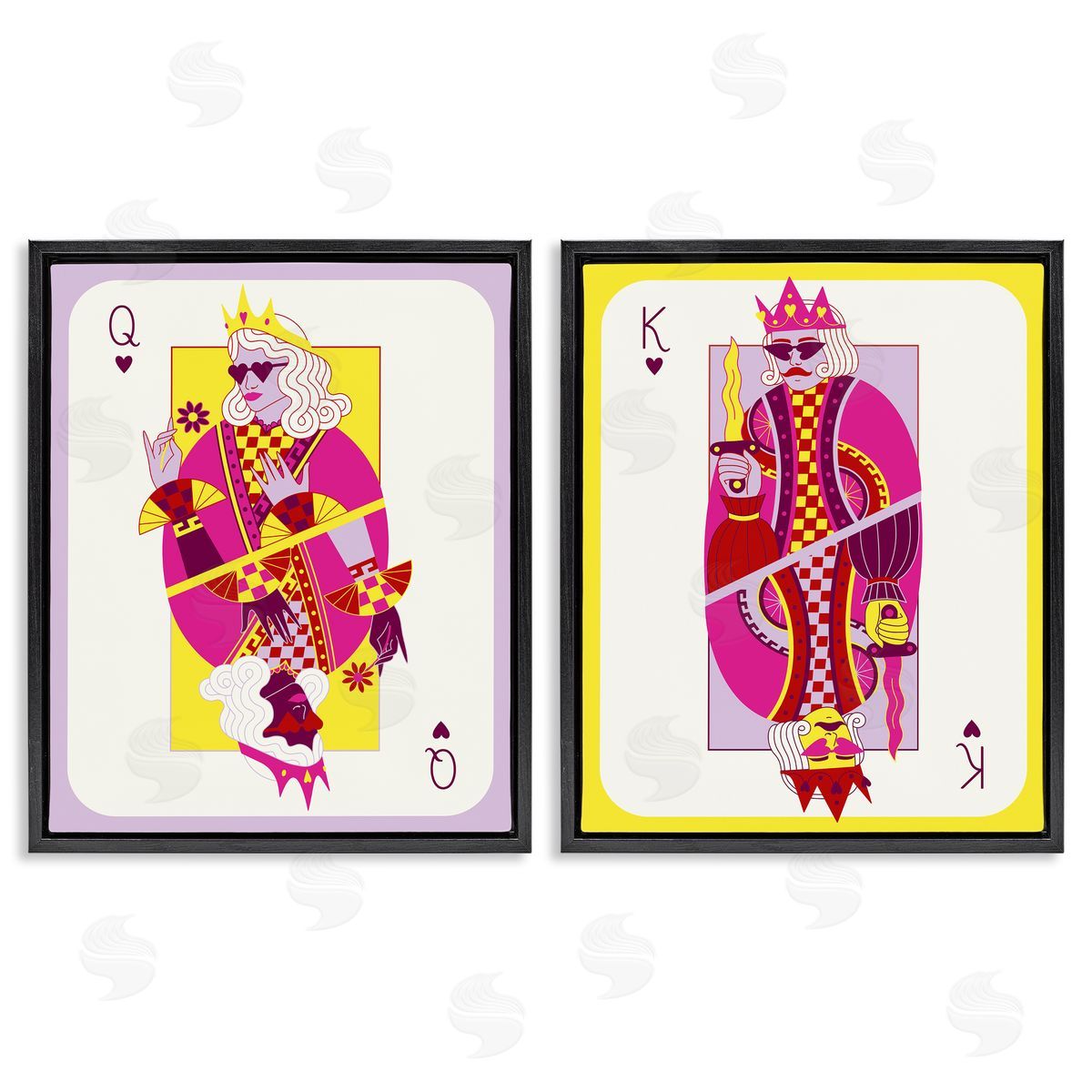 King & Queen Cards Black Floating Frame Canvas Wall Art, Home Decor by Grace Popp