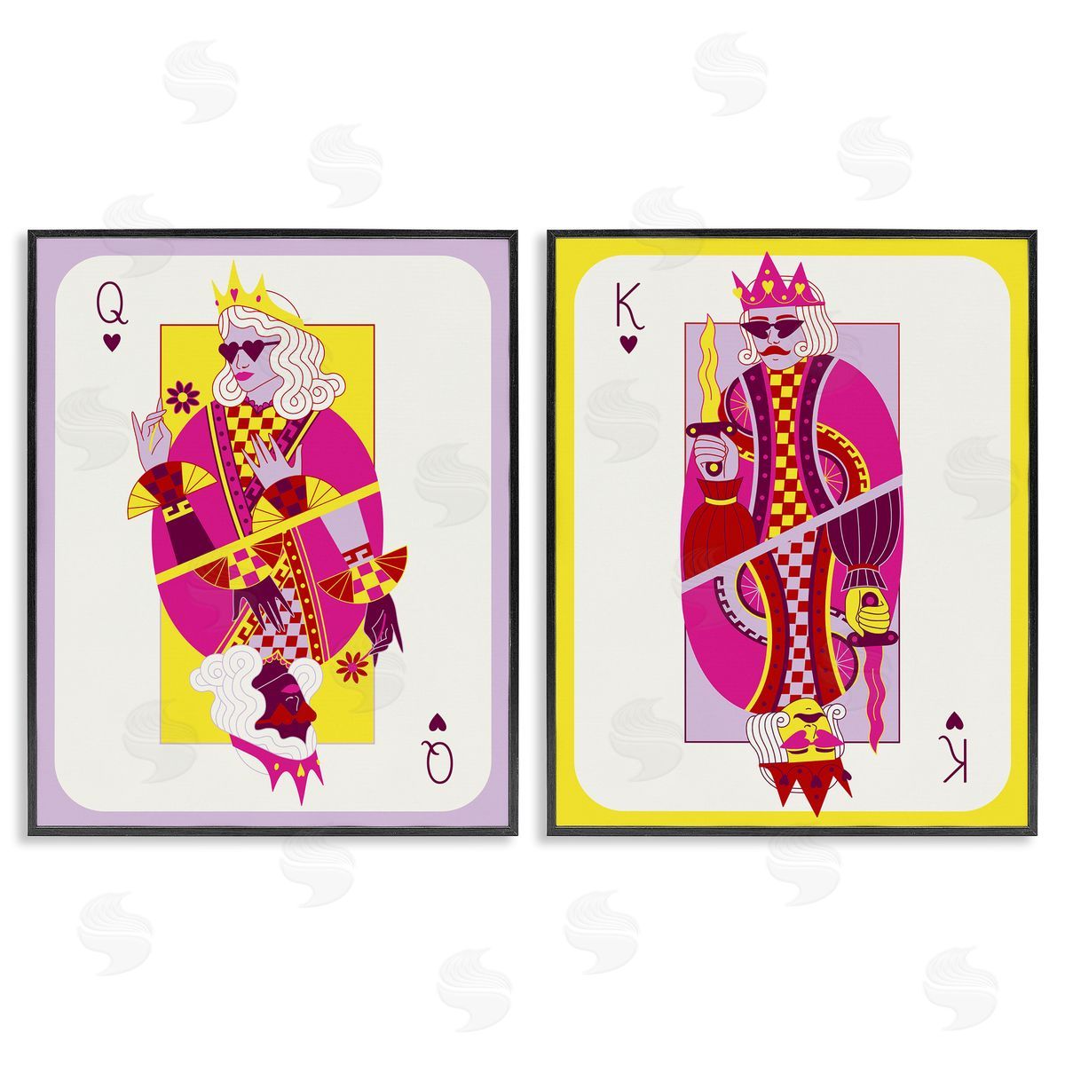 King & Queen Cards Black Frame Print Wall Art, Home Decor by Grace Popp