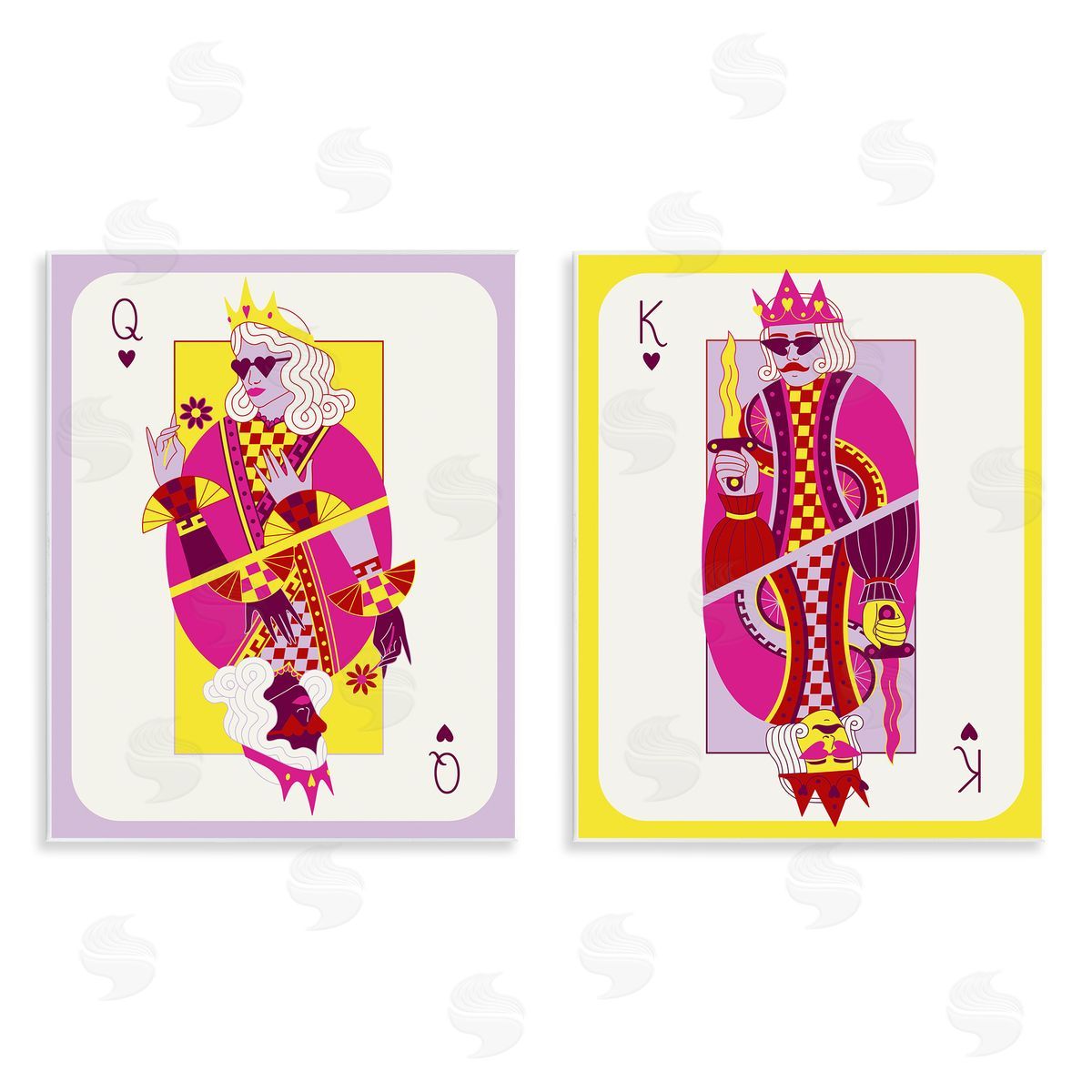 King & Queen Cards Wood Plaque Wall Art, Home Decor by Grace Popp