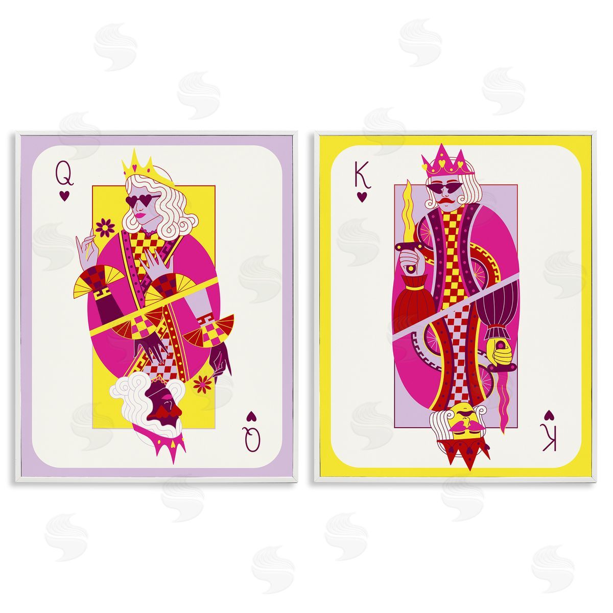 King & Queen Cards White Frame Print Wall Art, Home Decor by Grace Popp