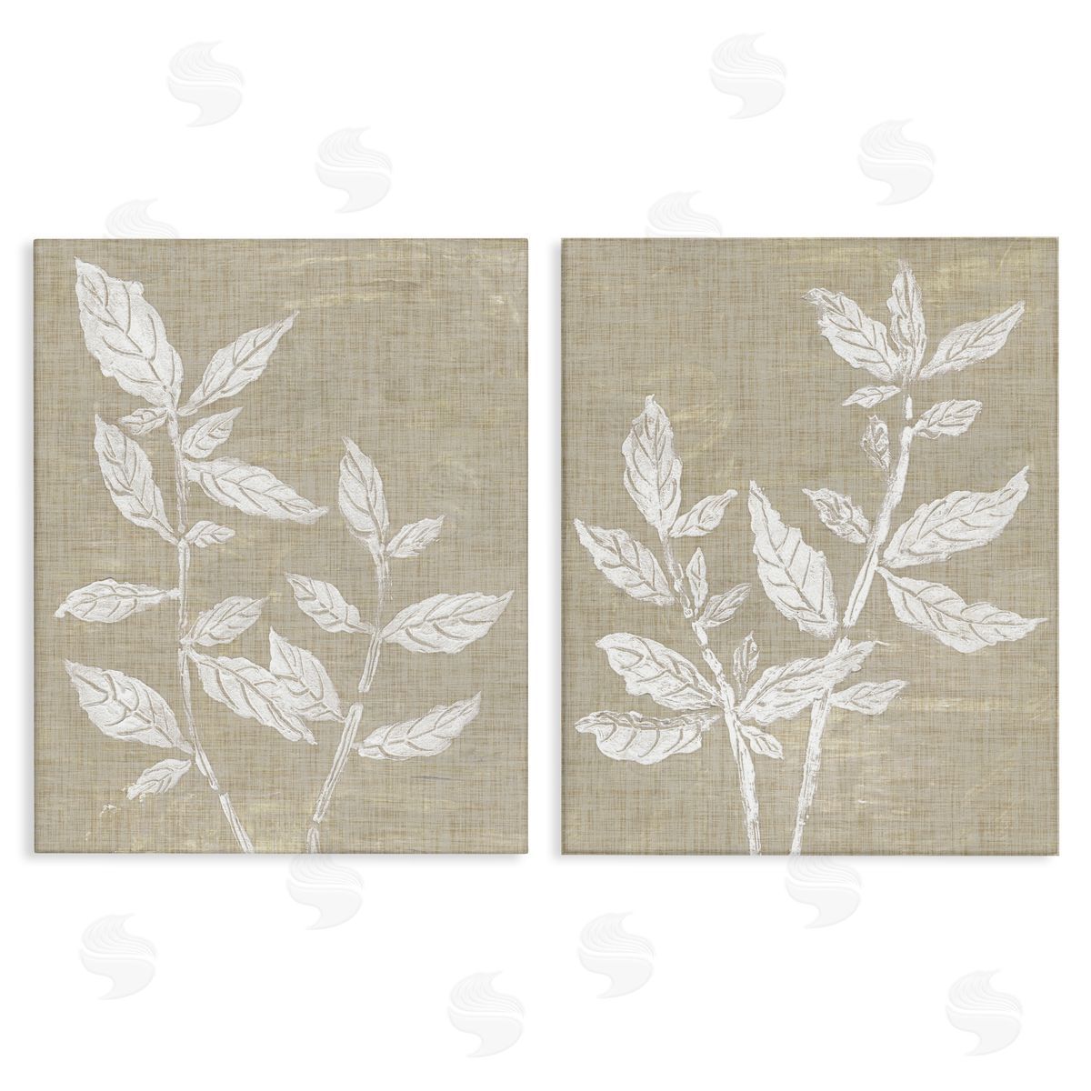 Botanicals on Textile Pattern Canvas Wall Art, Home Decor by Melissa Wang