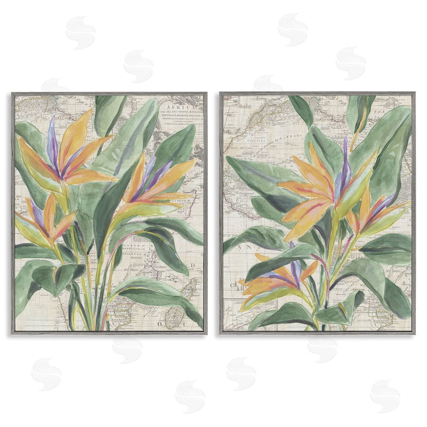 June Erica Vess | Flowers over Vintage Map