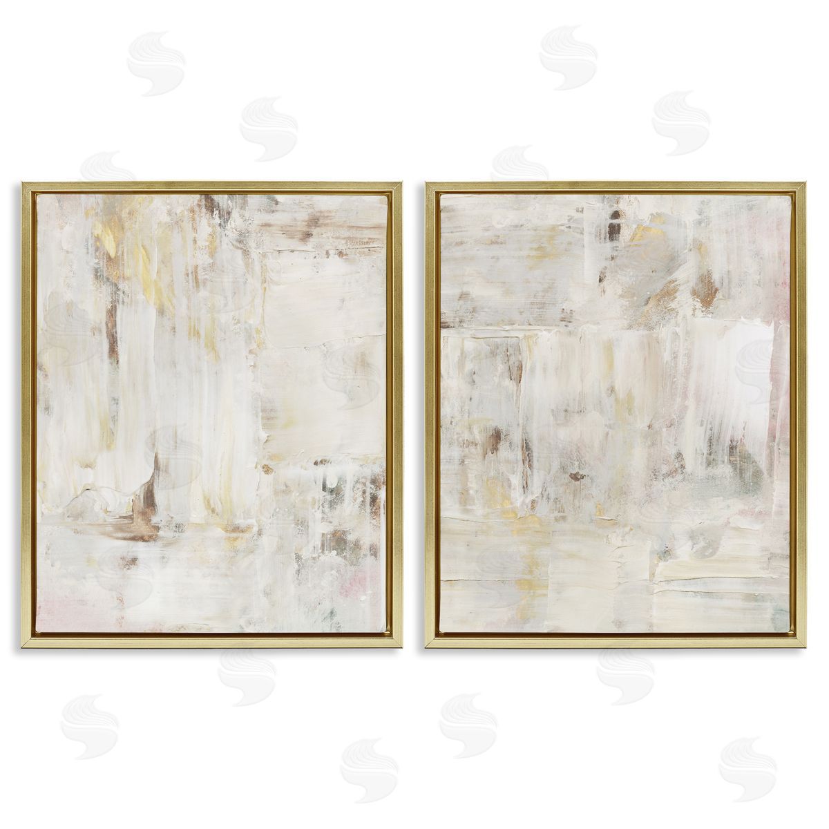 Contemporary Muted Abstracts Gold Floating Frame Canvas Wall Art, Home Decor by Victoria Barnes