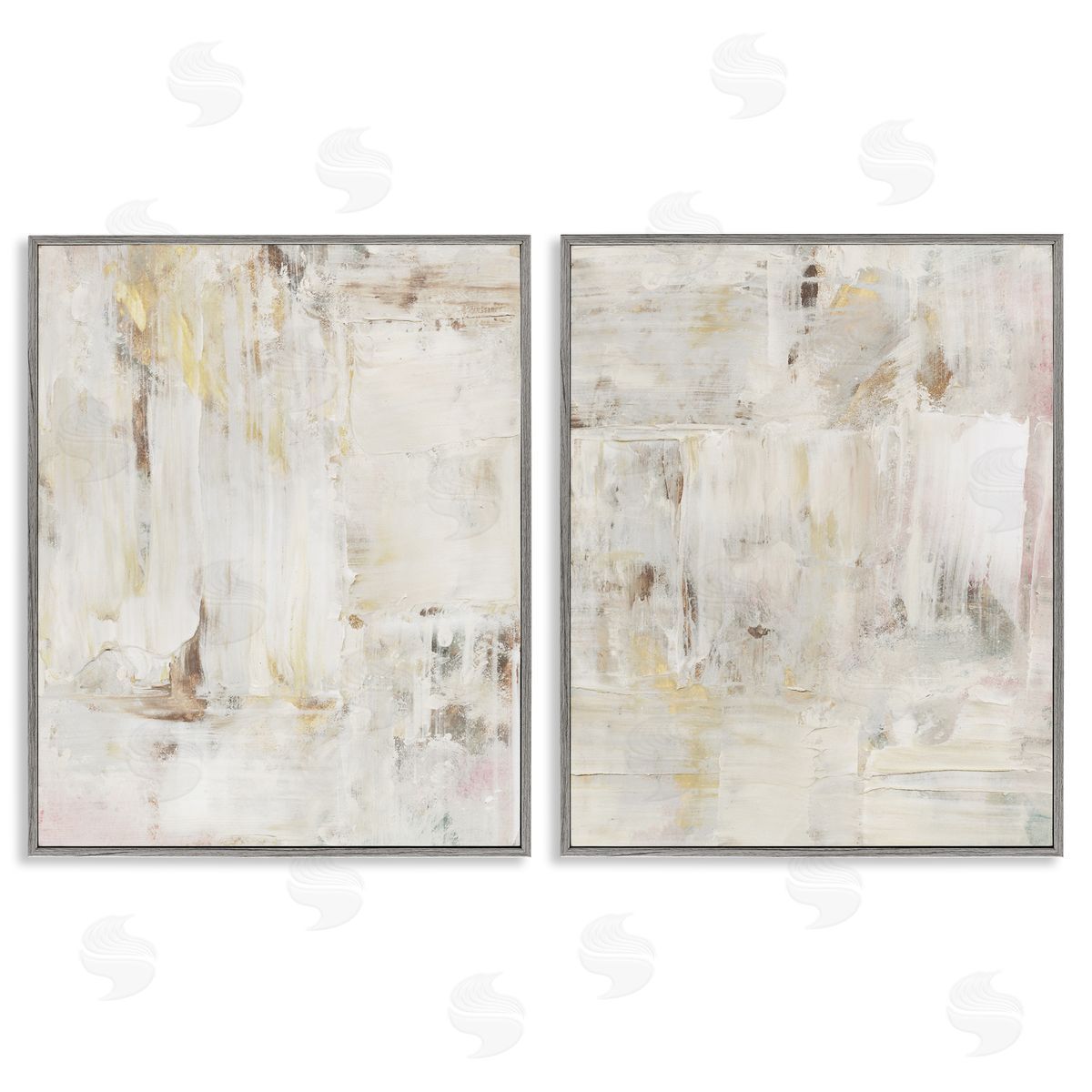 Contemporary Muted Abstracts Grey Frame Print Wall Art, Home Decor by Victoria Barnes