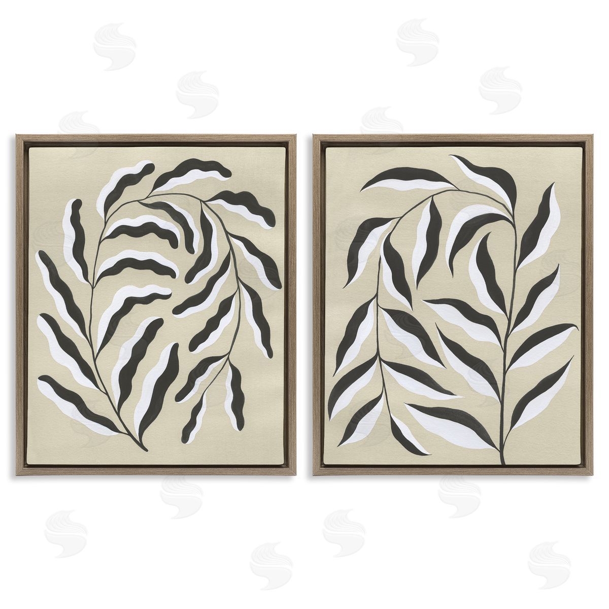 Midcentury Mod Botanicals Brown Floating Frame Canvas Wall Art, Home Decor by Grace Popp