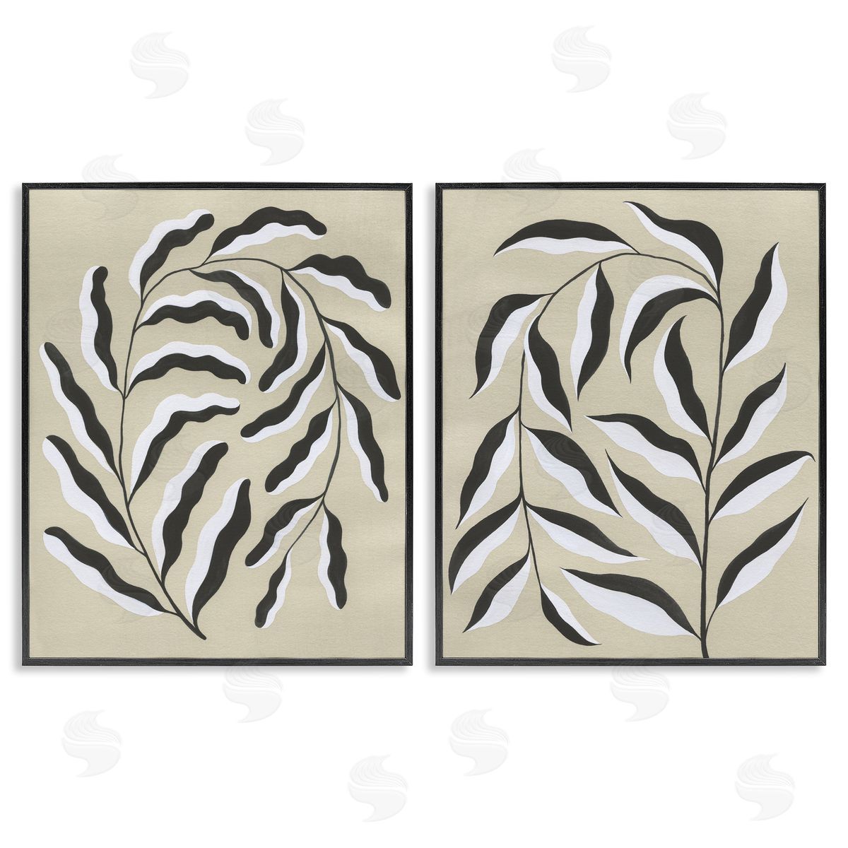 Midcentury Mod Botanicals Black Frame Print Wall Art, Home Decor by Grace Popp