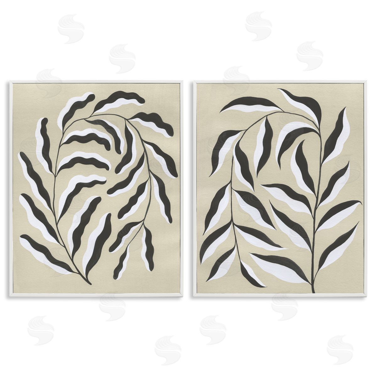 Midcentury Mod Botanicals White Frame Print Wall Art, Home Decor by Grace Popp