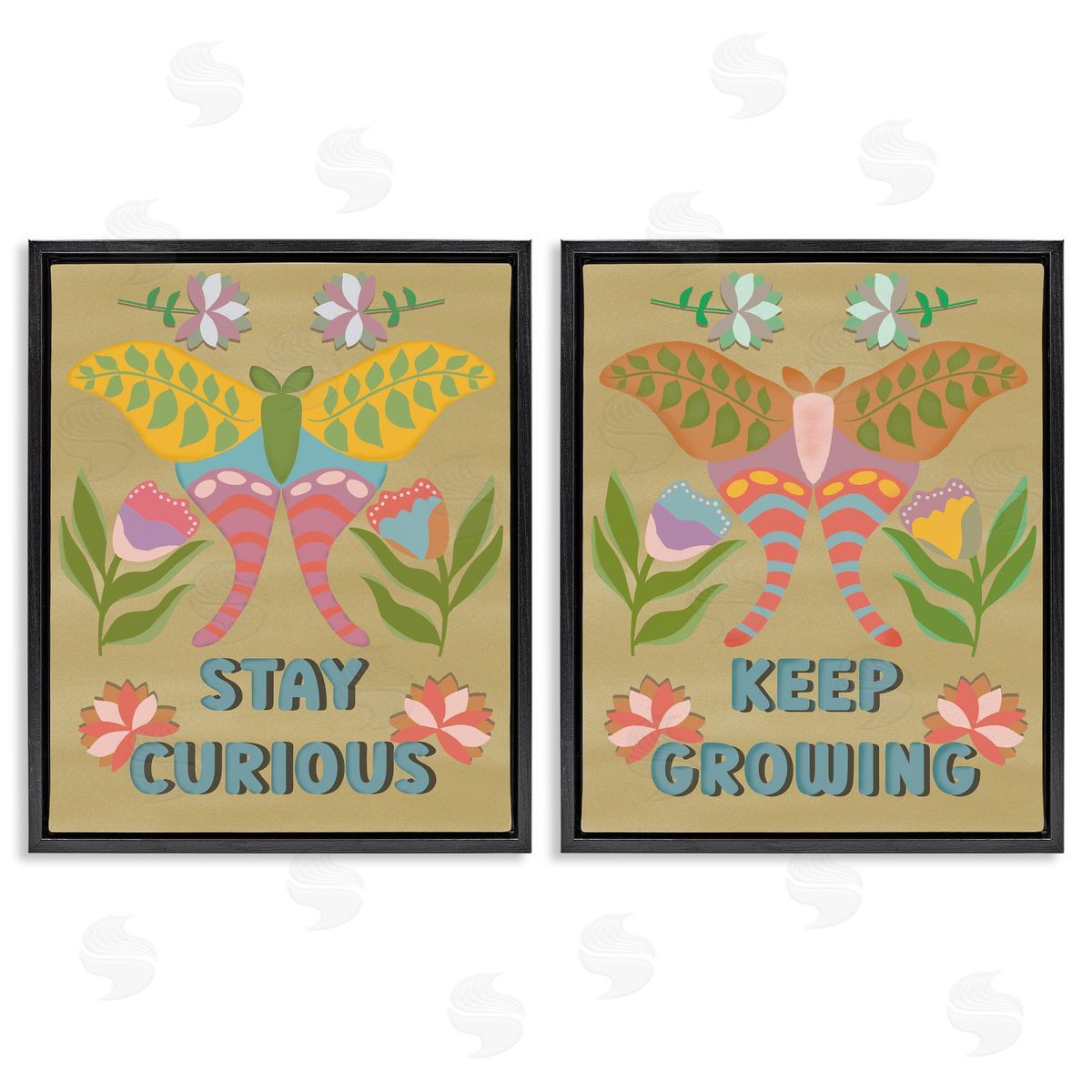 Stay Curious & Keep Growing Black Floating Frame Canvas Wall Art, Home Decor by Julia Fox