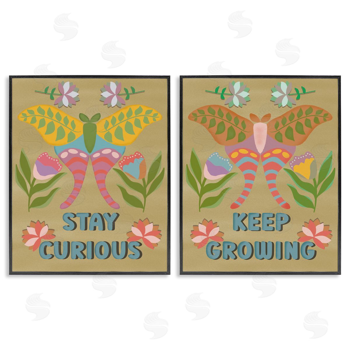 Stay Curious & Keep Growing Black Frame Print Wall Art, Home Decor by Julia Fox