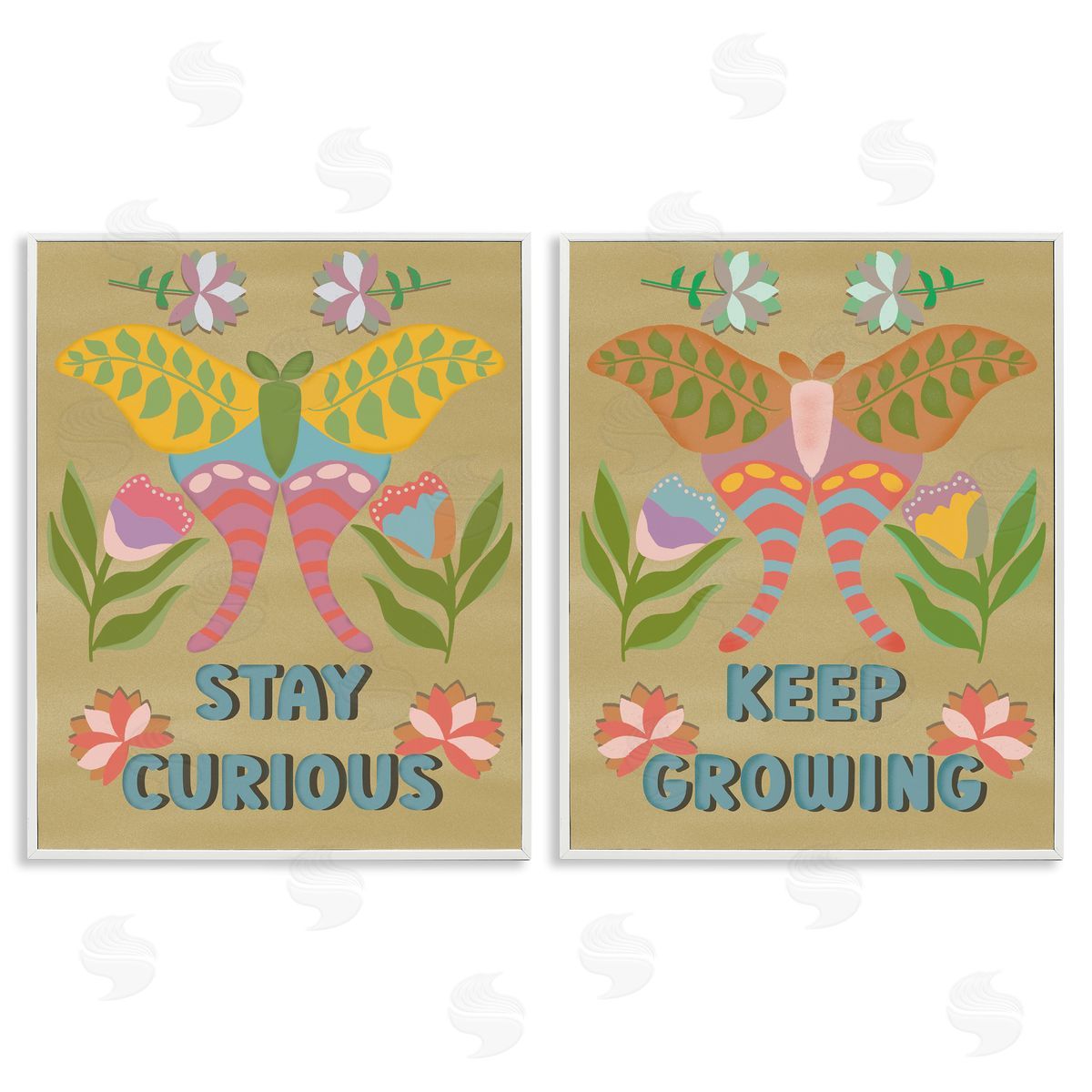Stay Curious & Keep Growing White Frame Print Wall Art, Home Decor by Julia Fox