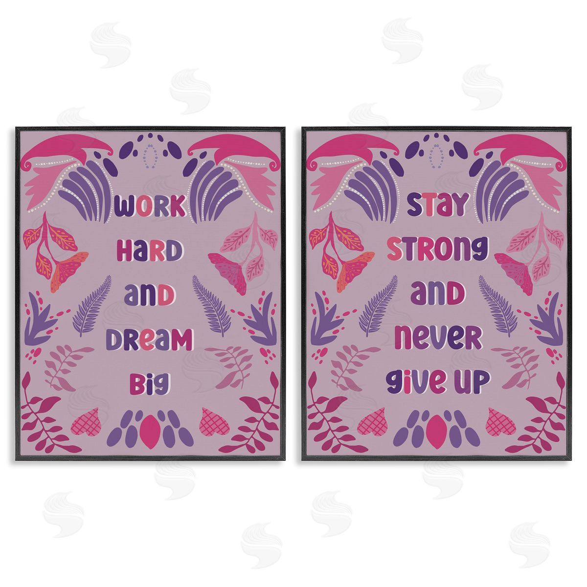 Purple Motivational Work Hard Black Frame Print Wall Art, Home Decor by Julia Fox