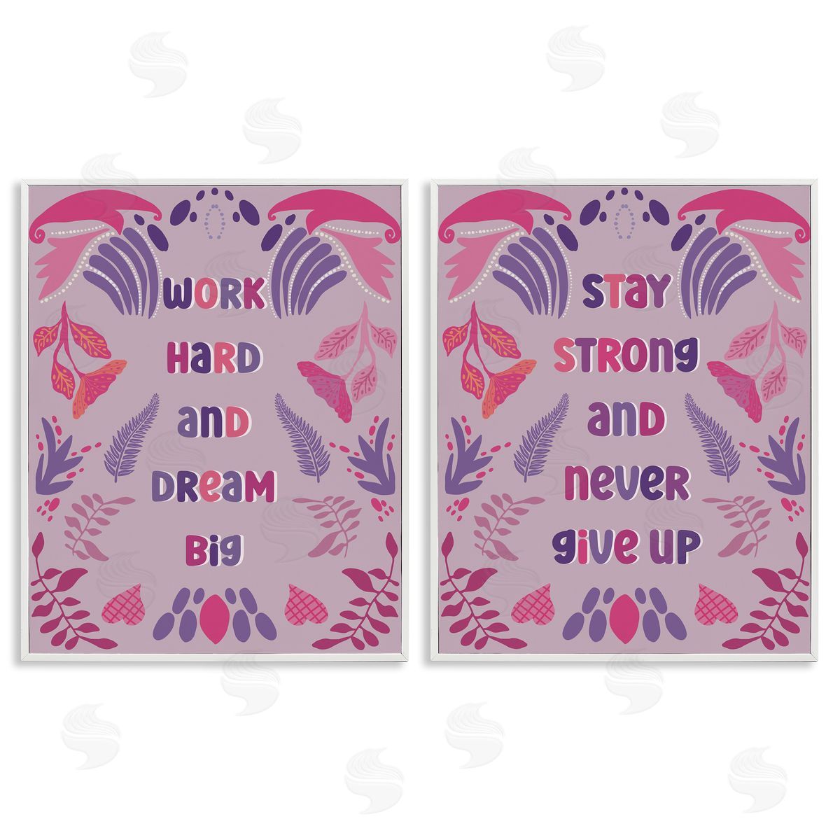 Purple Motivational Work Hard White Frame Print Wall Art, Home Decor by Julia Fox