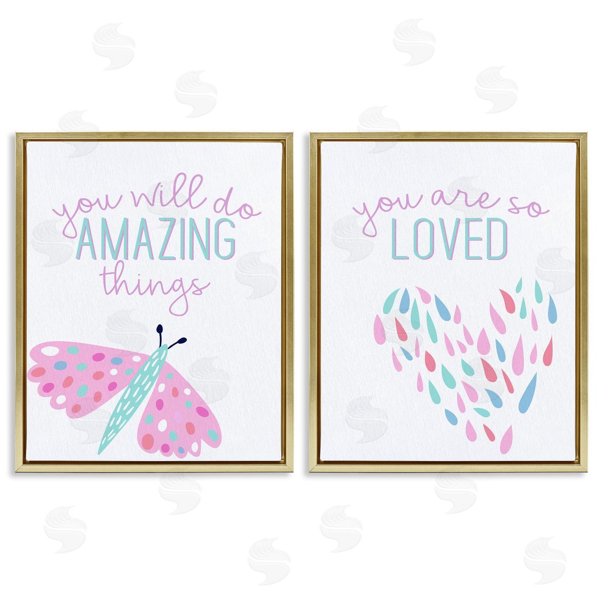 Pastel Inspirations with Dragonfly Gold Floating Frame Canvas Wall Art, Home Decor by Kim Allen