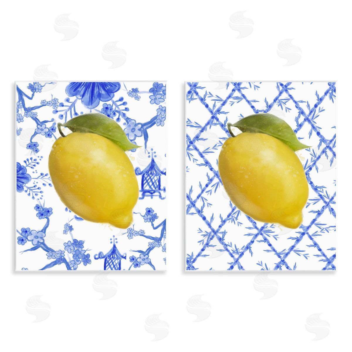 Classic Chinoiserie Lemons Wood Plaque Wall Art, Home Decor by Matthew Piotrowicz
