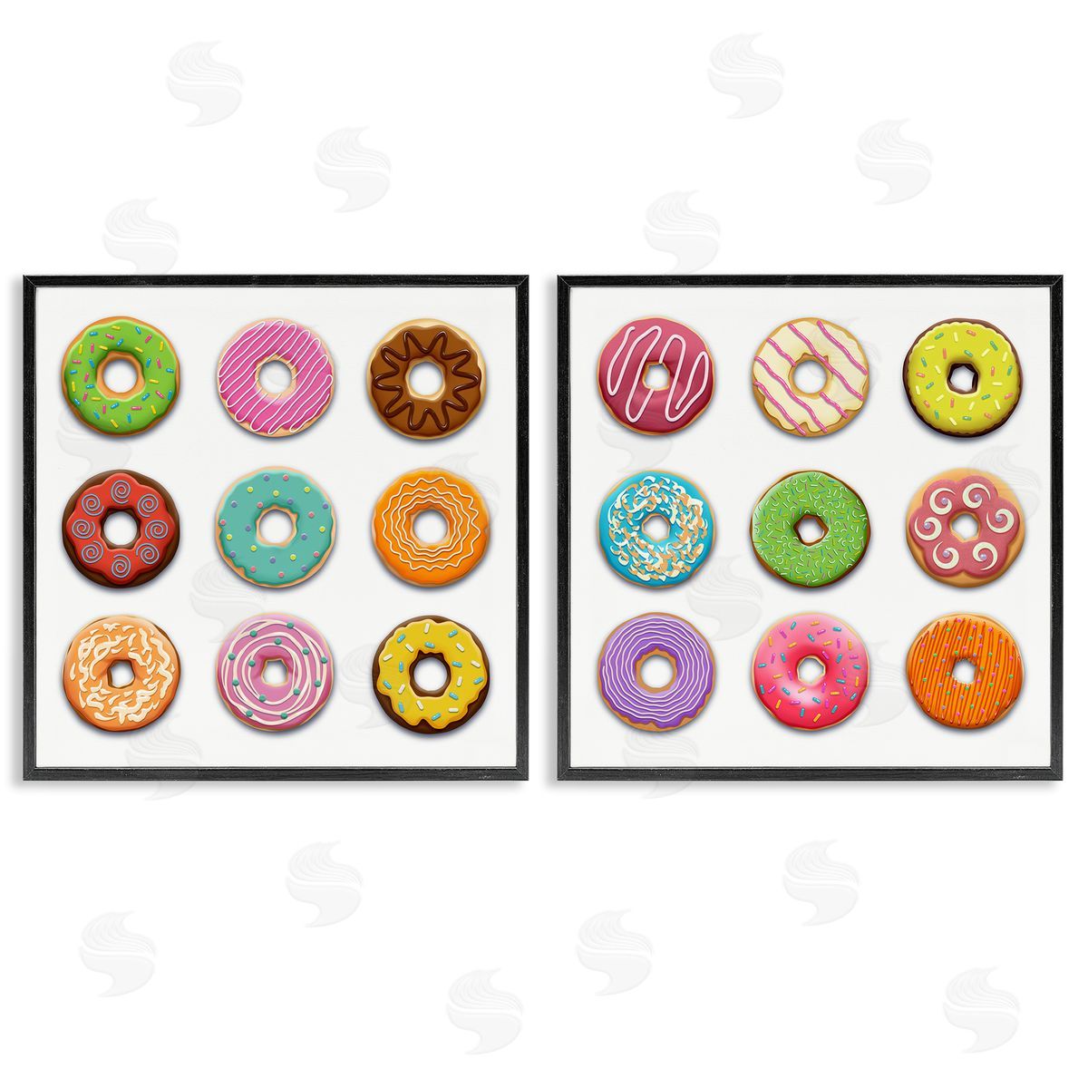 Bright & Fun Donuts Black Frame Print Wall Art, Home Decor by Marcus Prime