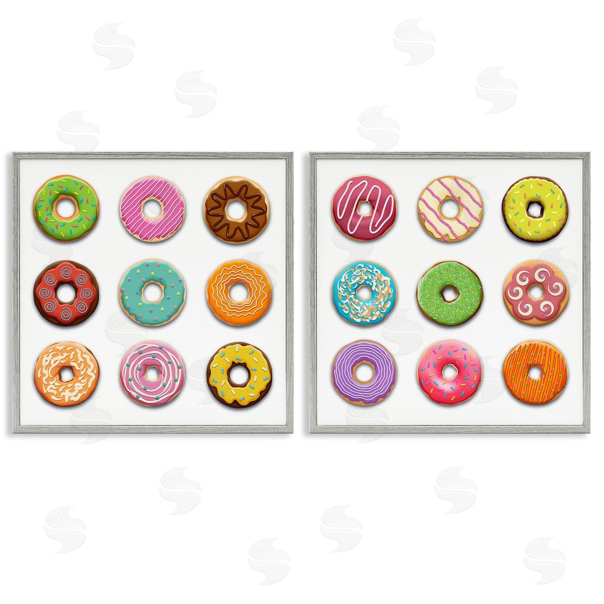 Bright & Fun Donuts Grey Frame Print Wall Art, Home Decor by Marcus Prime
