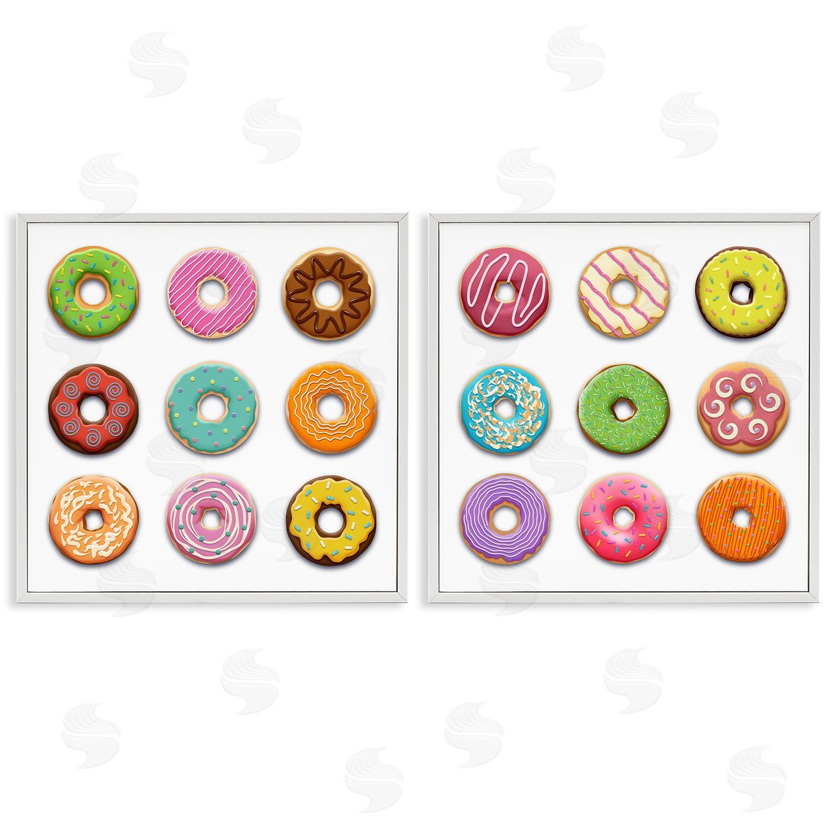 Bright & Fun Donuts White Frame Print Wall Art, Home Decor by Marcus Prime