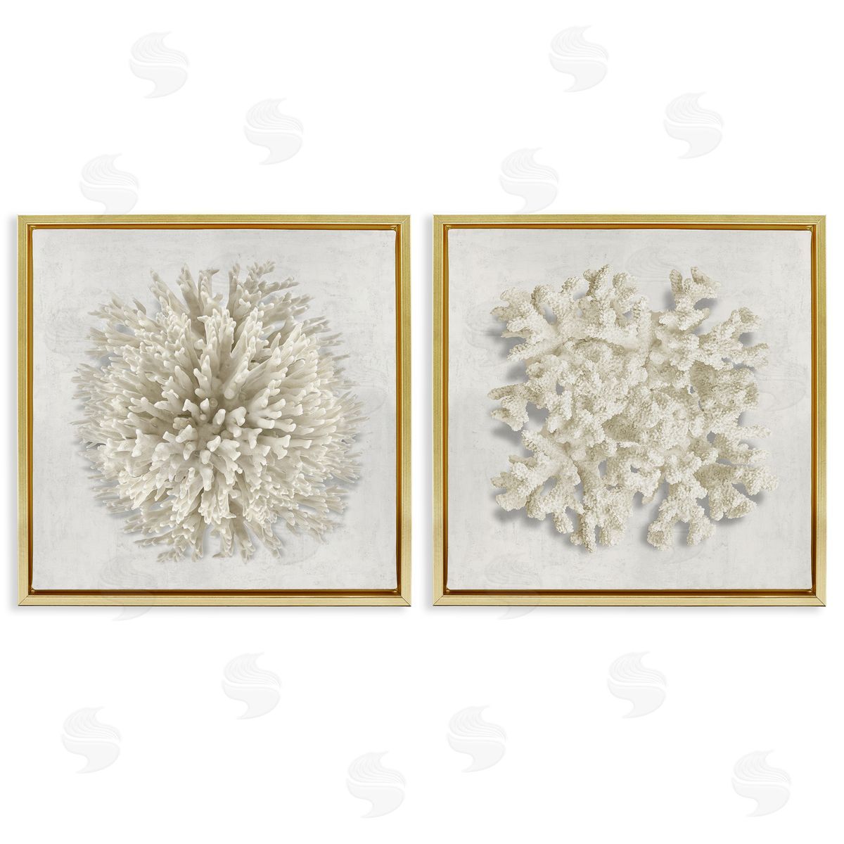 Distinct Natural Coral Gold Floating Frame Canvas Wall Art, Home Decor by Caroline Kelly