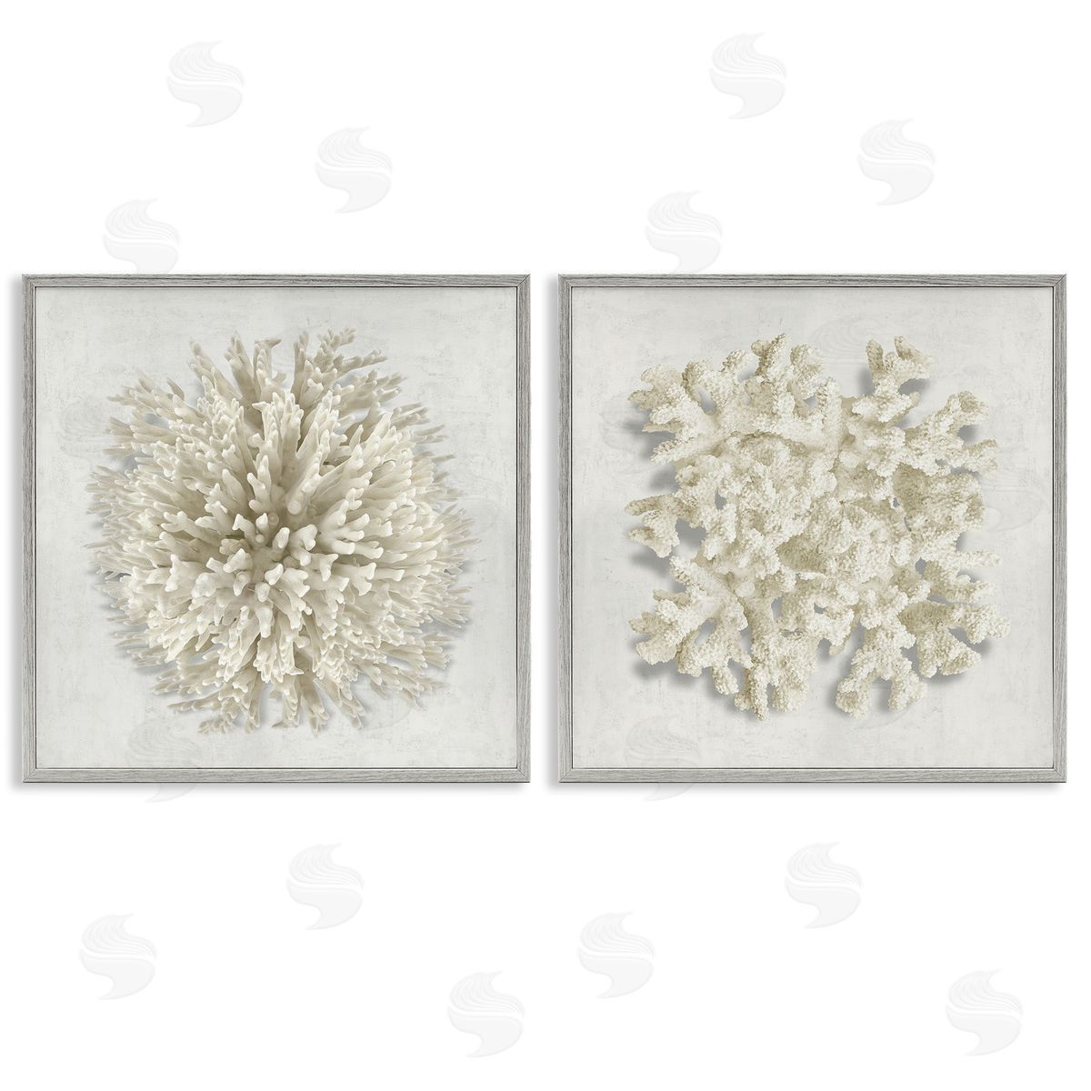 Distinct Natural Coral Grey Frame Print Wall Art, Home Decor by Caroline Kelly