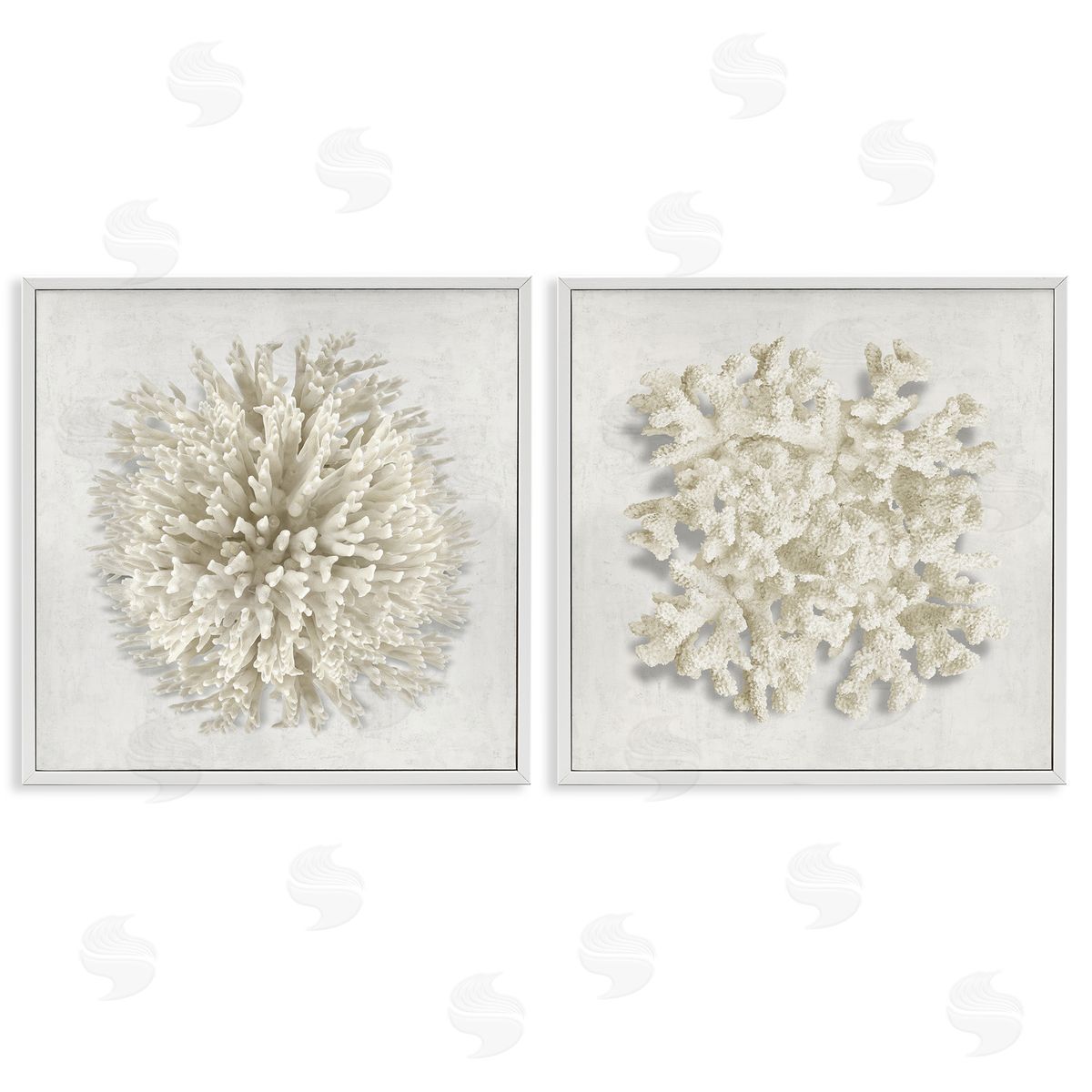 Distinct Natural Coral White Frame Print Wall Art, Home Decor by Caroline Kelly