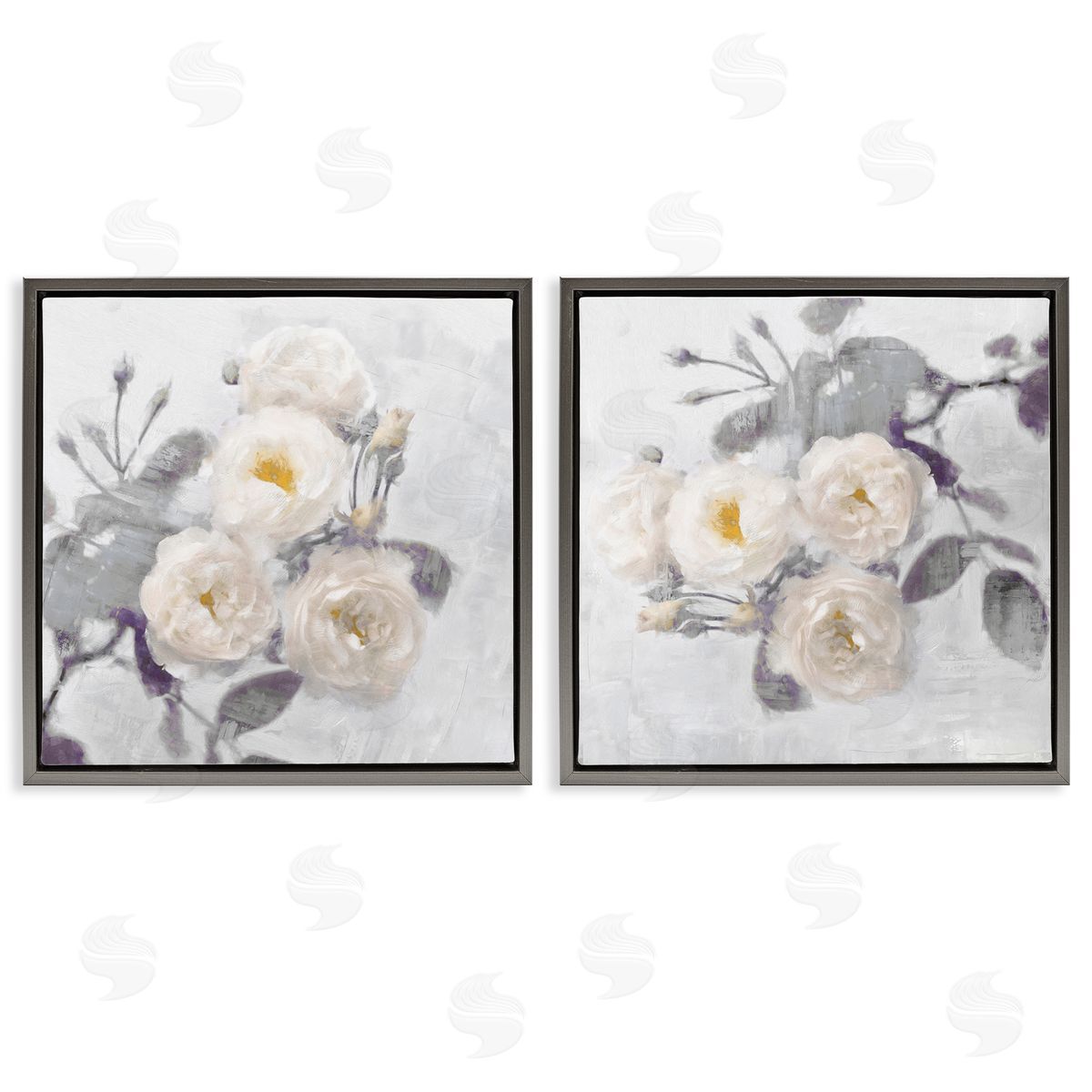 Country Blossoms Bundle Grey Floating Frame Canvas Wall Art, Home Decor by Emily Ford