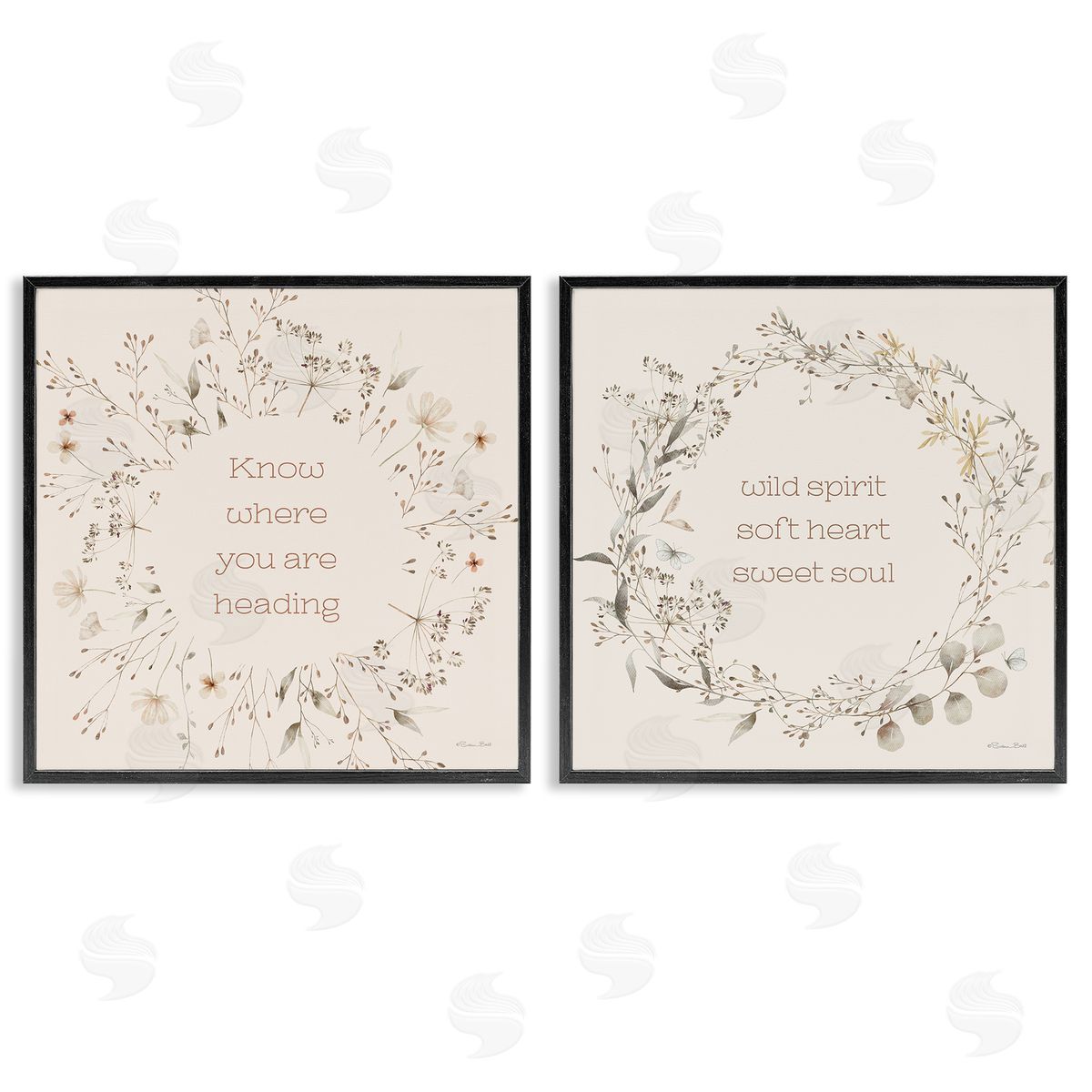 Inspiring Soft Wreaths with Phrases Black Frame Print Wall Art, Home Decor by Susan Ball