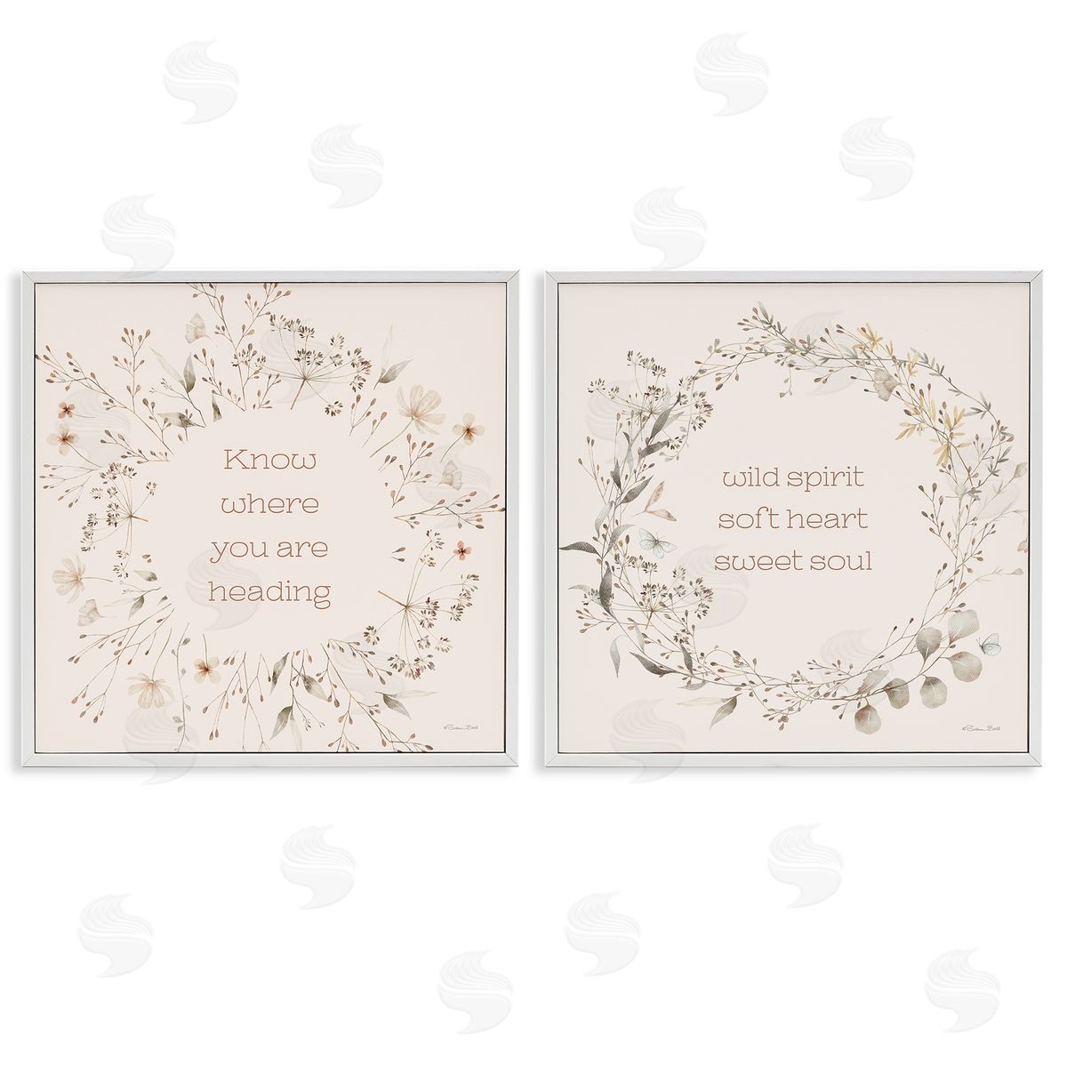 Inspiring Soft Wreaths with Phrases White Frame Print Wall Art, Home Decor by Susan Ball