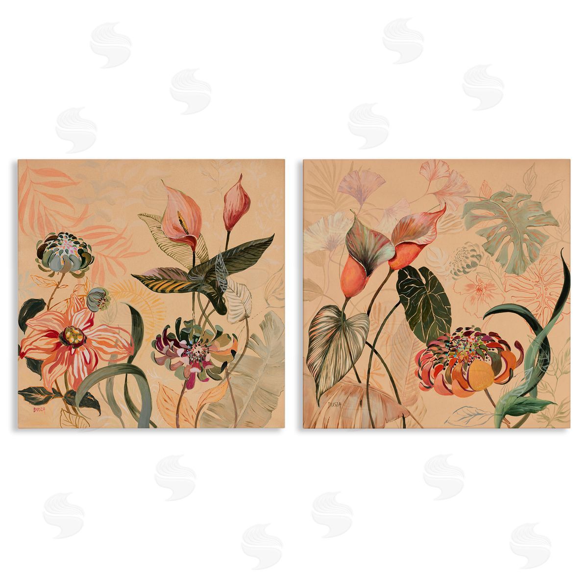 Elegant Flower Organics Canvas Wall Art, Home Decor by Dusza