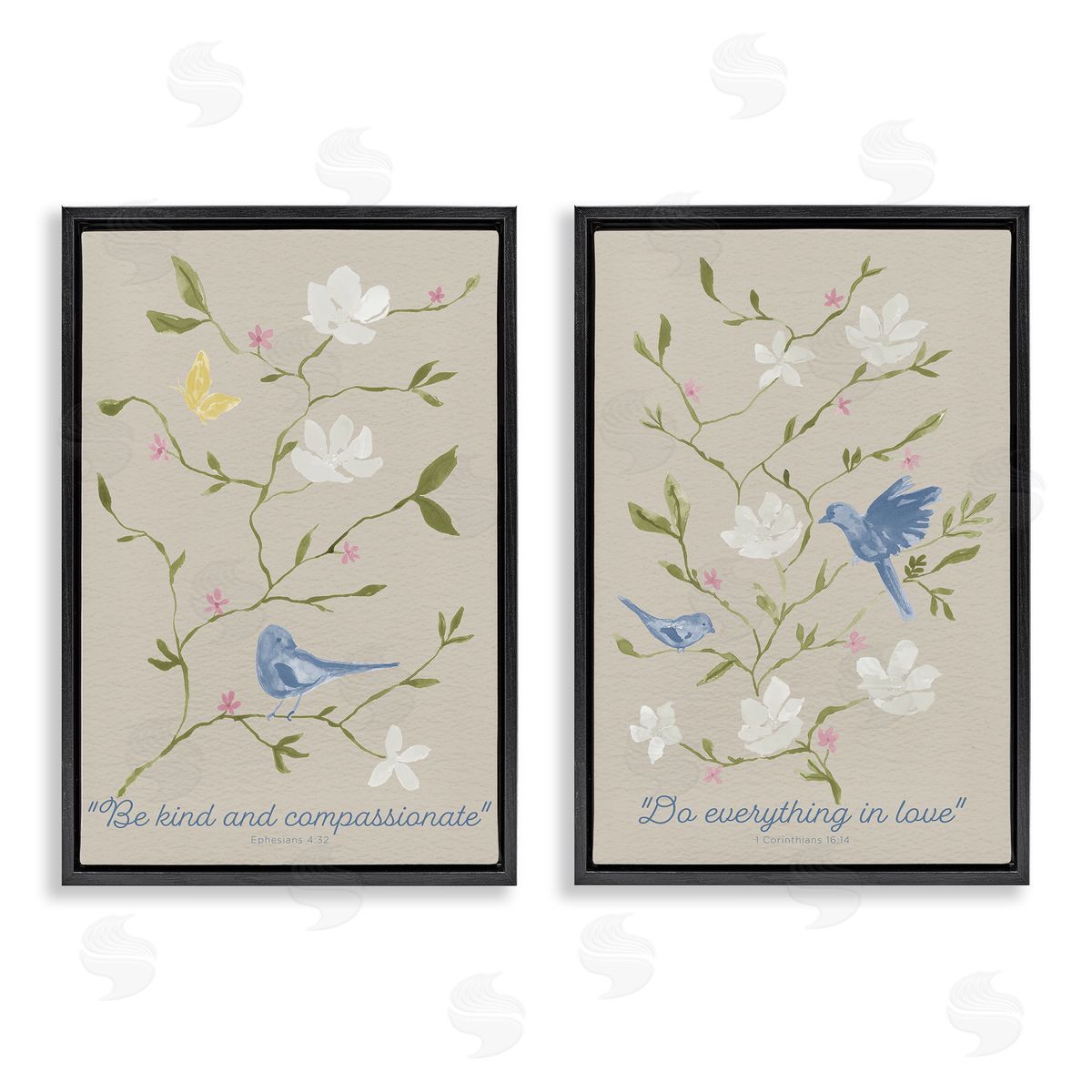 Floral Comforting Proverbs Black Floating Frame Canvas Wall Art, Home Decor by Lucille Price