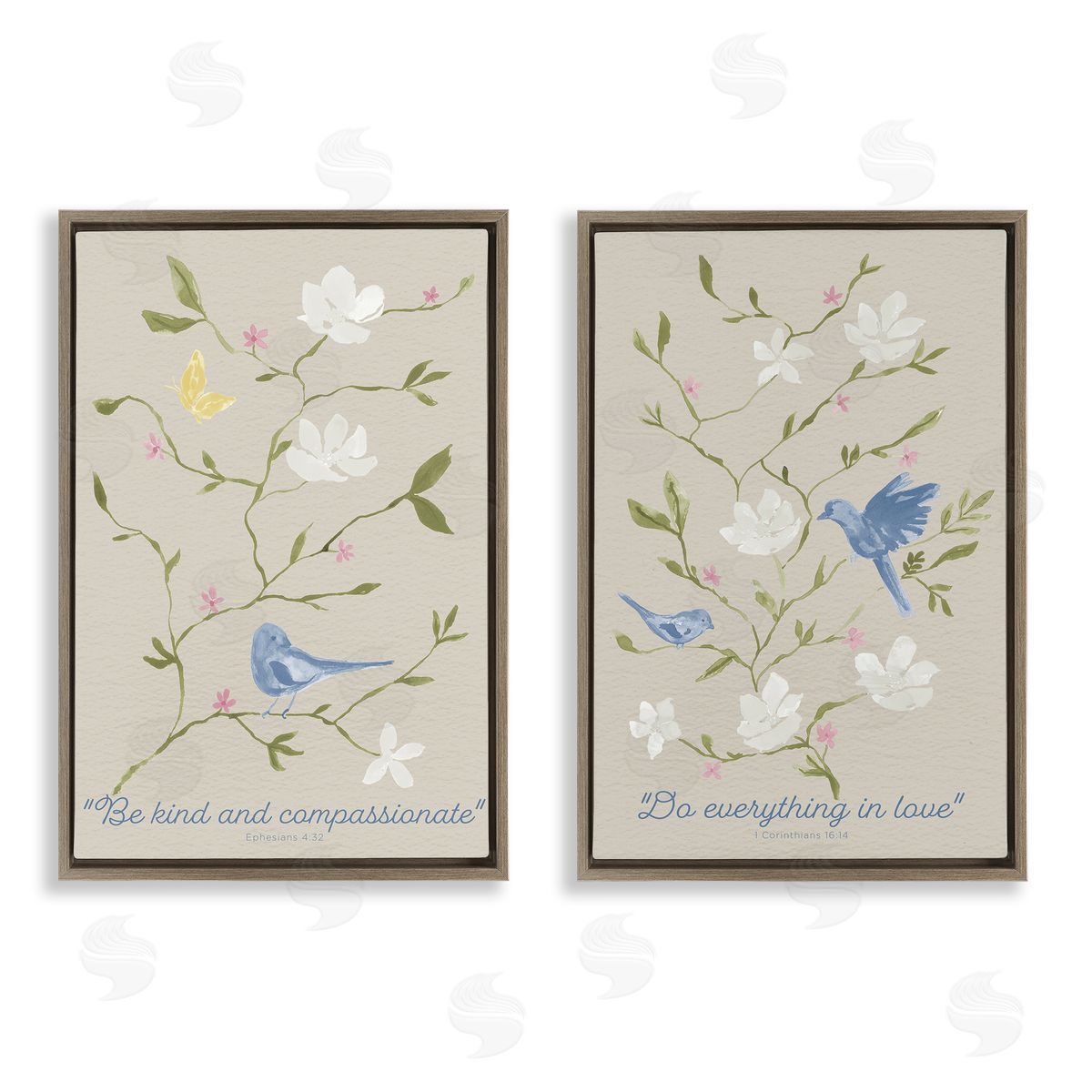 Floral Comforting Proverbs Brown Floating Frame Canvas Wall Art, Home Decor by Lucille Price