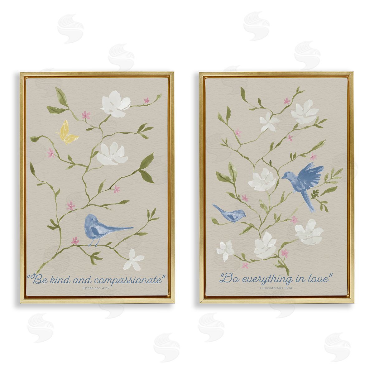 Floral Comforting Proverbs Gold Floating Frame Canvas Wall Art, Home Decor by Lucille Price