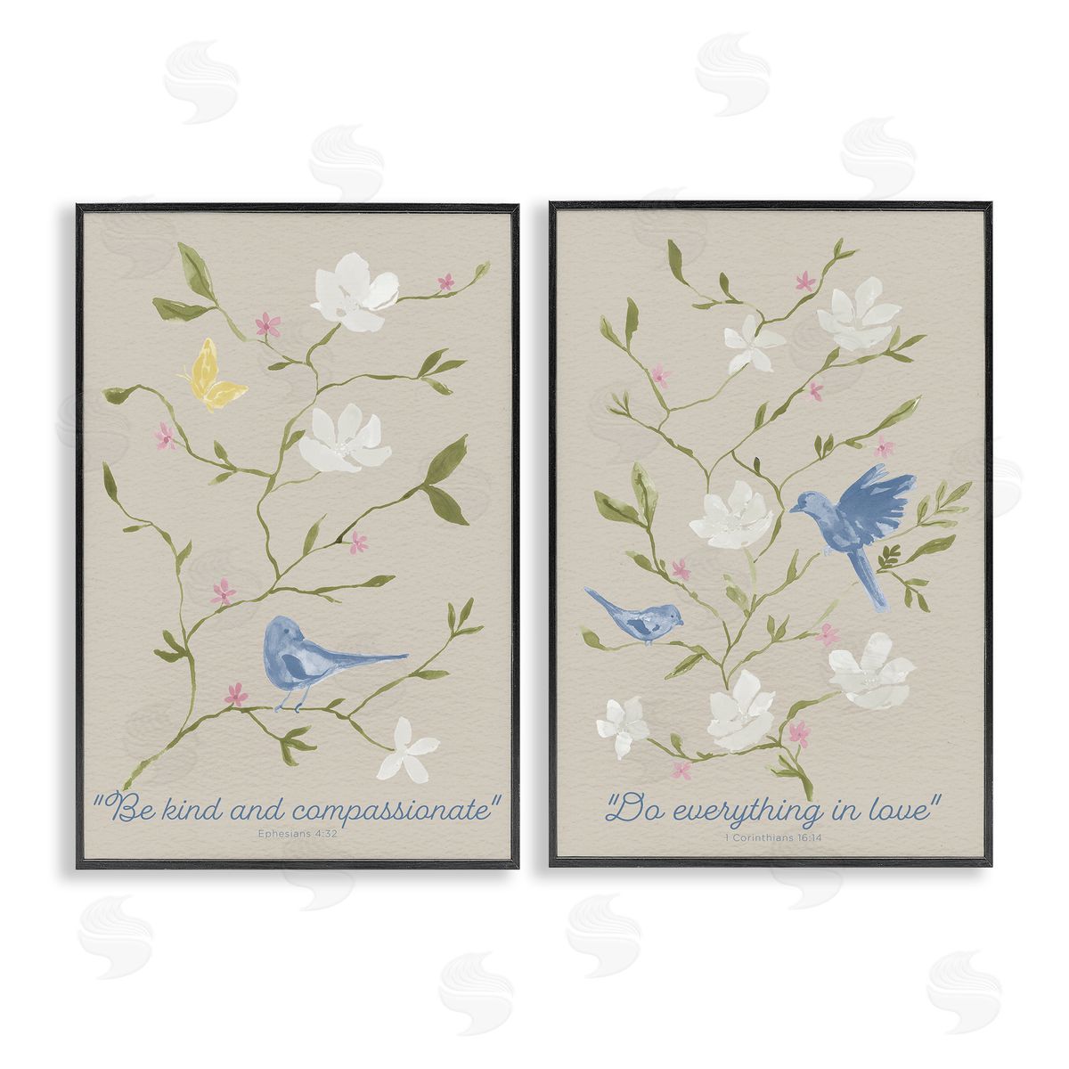 Floral Comforting Proverbs Black Frame Print Wall Art, Home Decor by Lucille Price